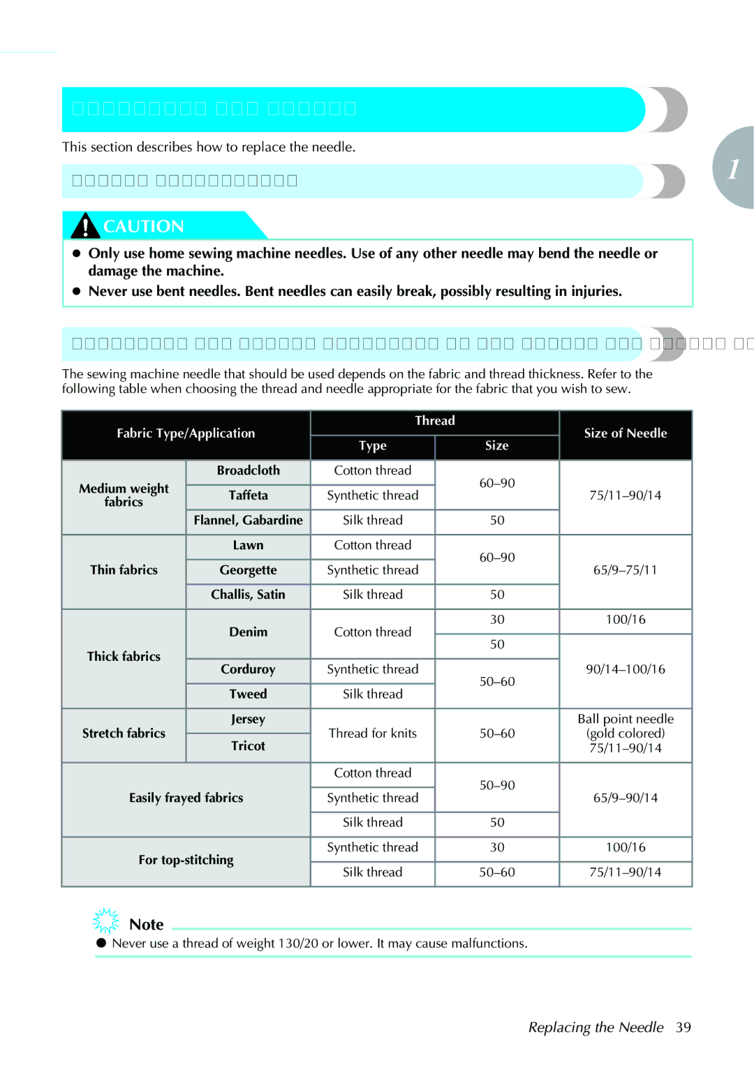 Brother 885V97, 885V95 operation manual Replacing the Needle, Needle precautions 