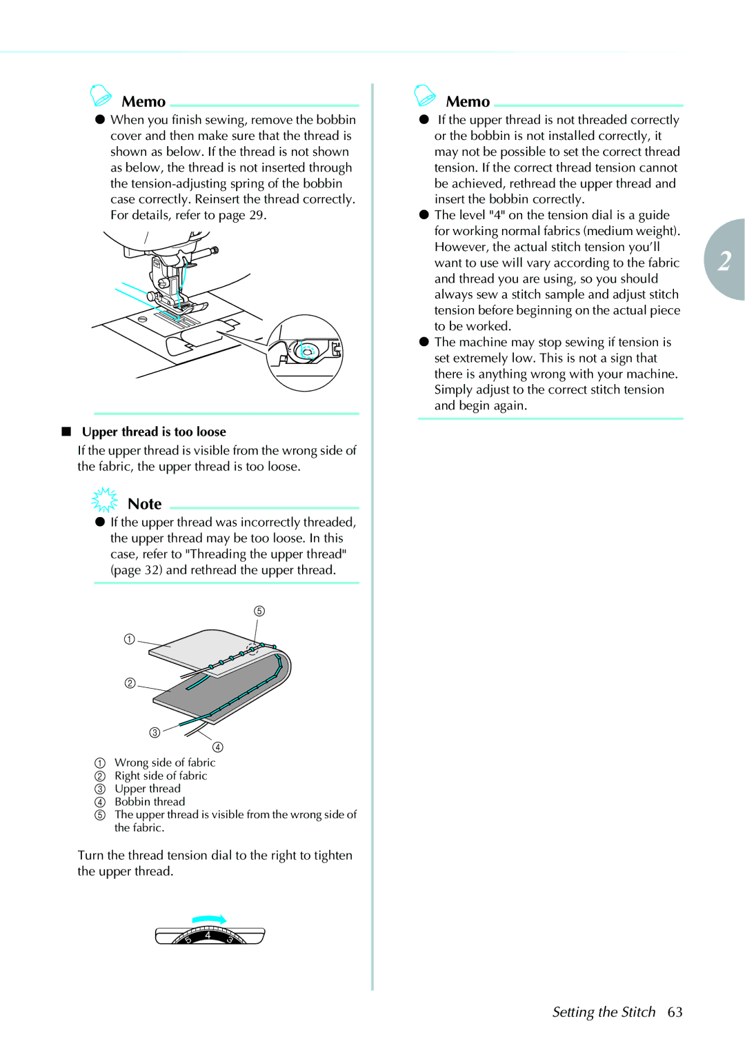 Brother 885V97, 885V95 operation manual Upper thread is too loose 