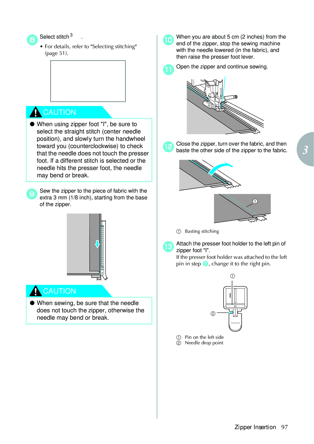 Brother 885V97, 885V95 operation manual Pin on the left side b Needle drop point 