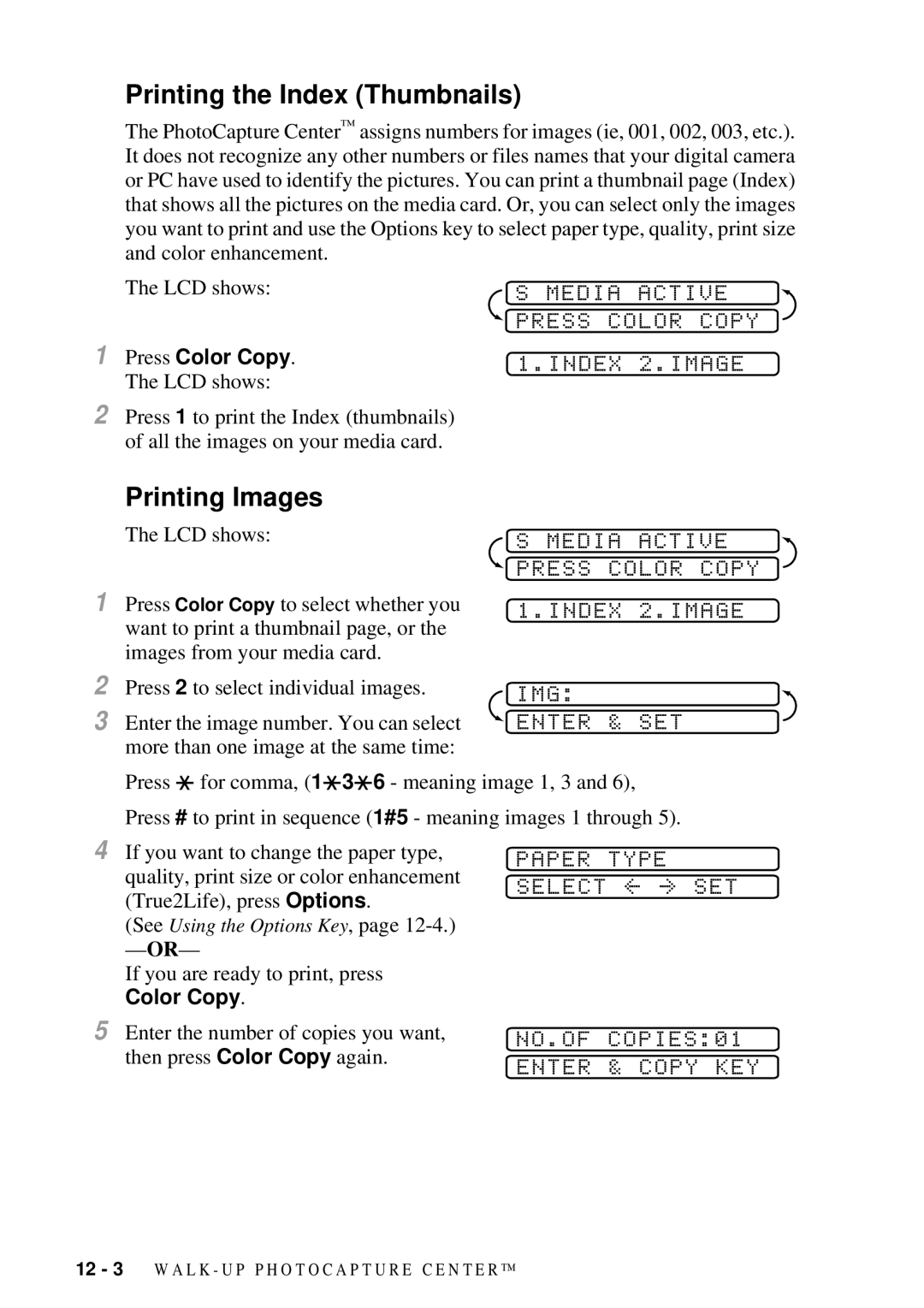 Brother 9200C owner manual Printing the Index Thumbnails, Printing Images 