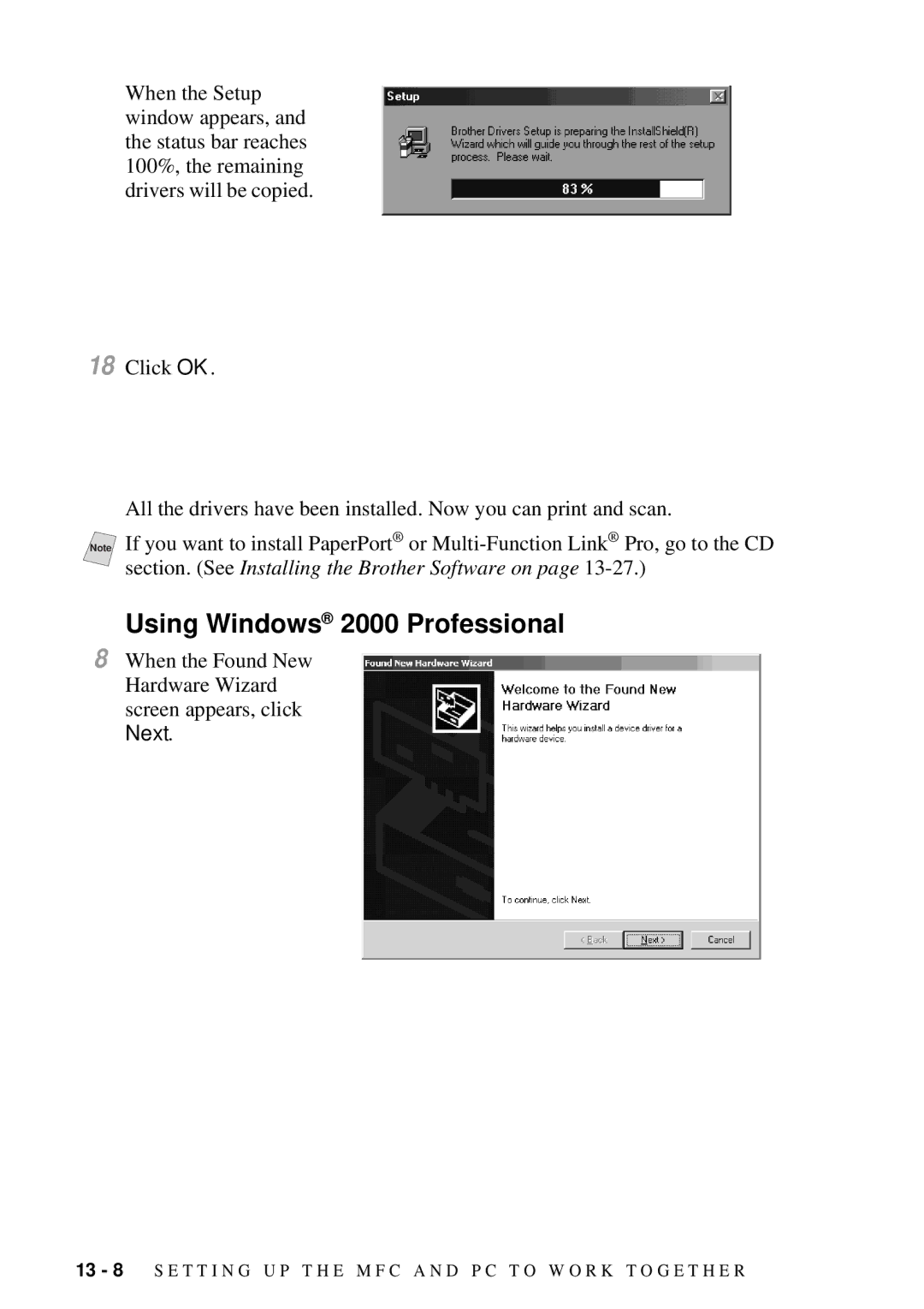 Brother 9200C owner manual Using Windows 2000 Professional 