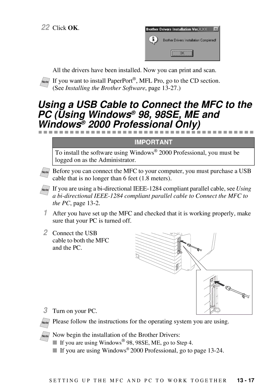 Brother 9200C owner manual If you are using Windows 2000 Professional, go to 