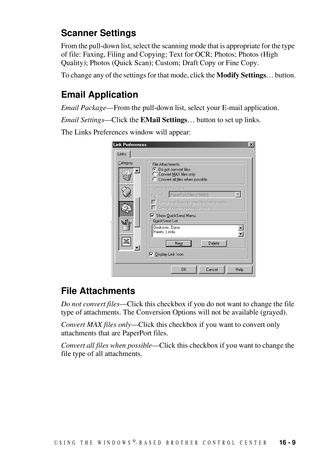 Brother 9200C owner manual Email Application, File Attachments 