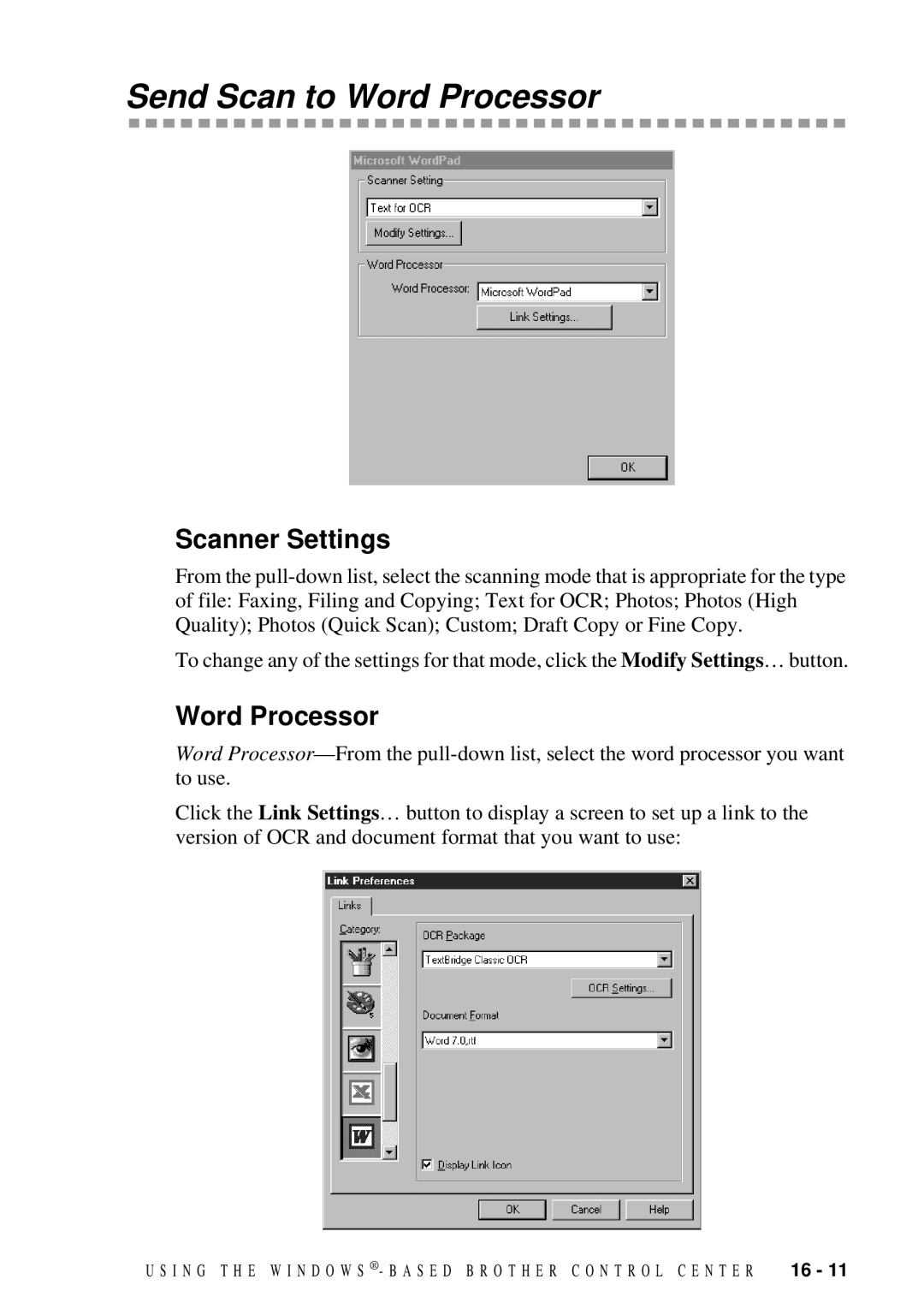 Brother 9200C owner manual Send Scan to Word Processor 