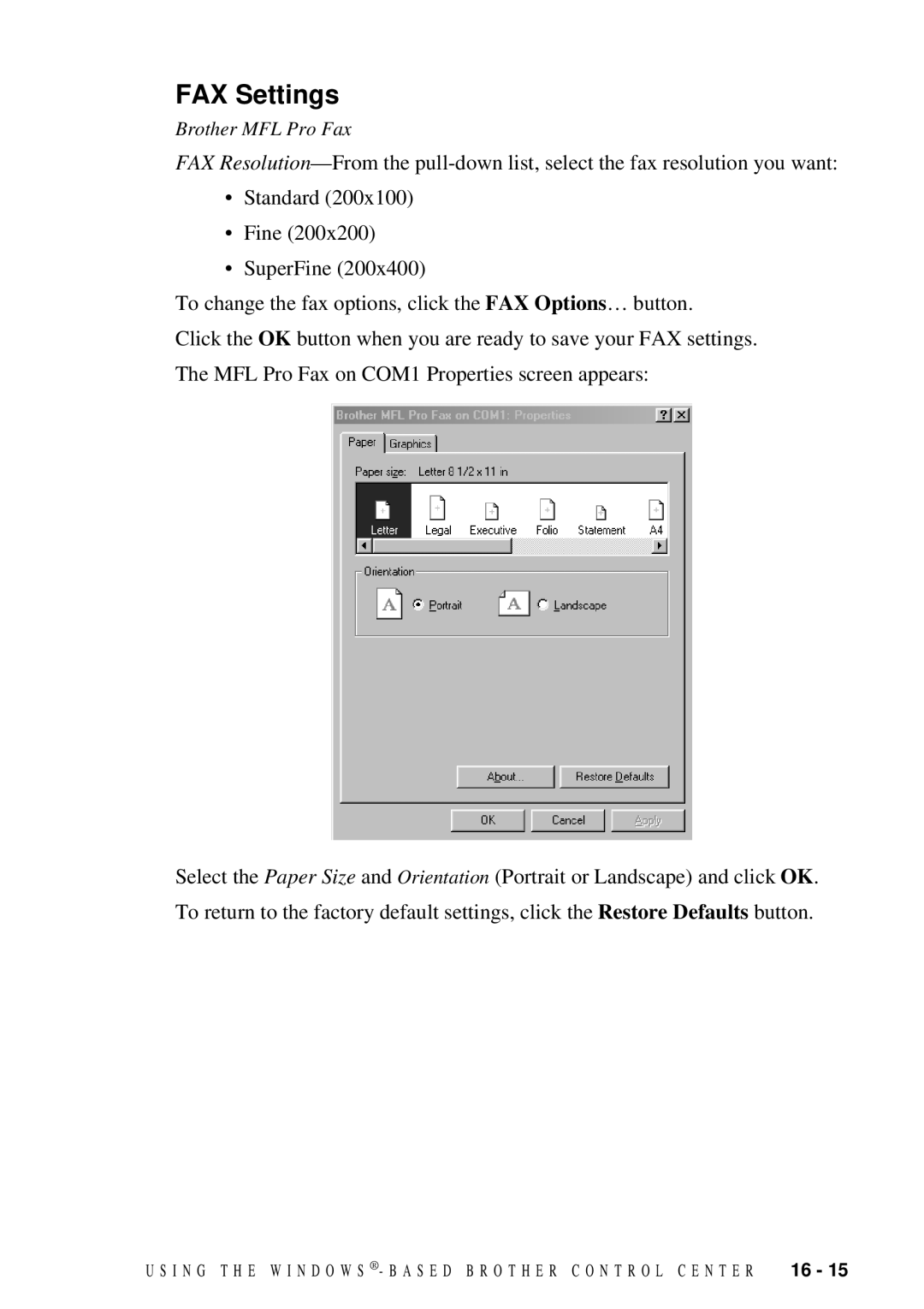 Brother 9200C owner manual FAX Settings 