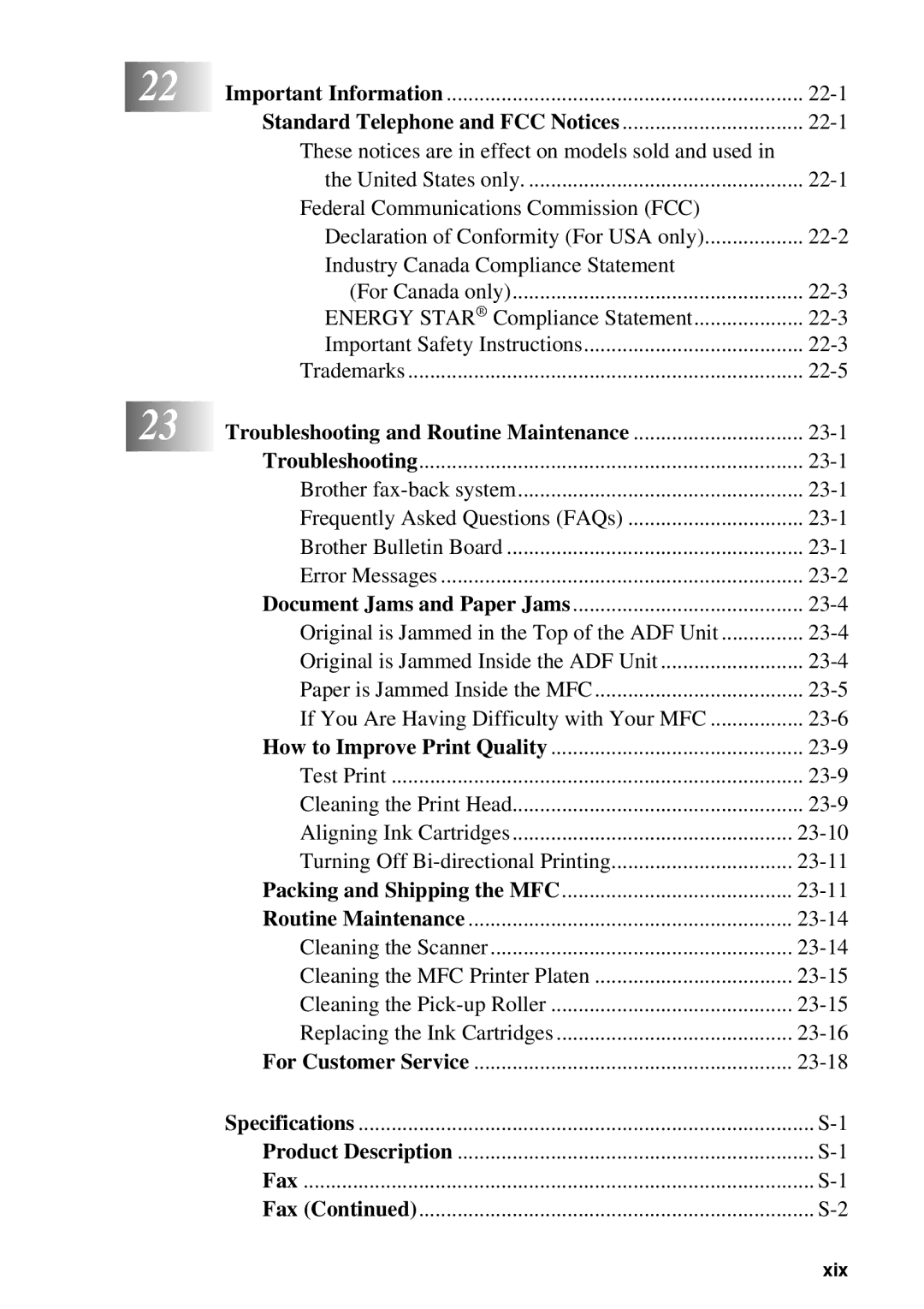 Brother 9200C owner manual Standard Telephone and FCC Notices, Troubleshooting and Routine Maintenance 