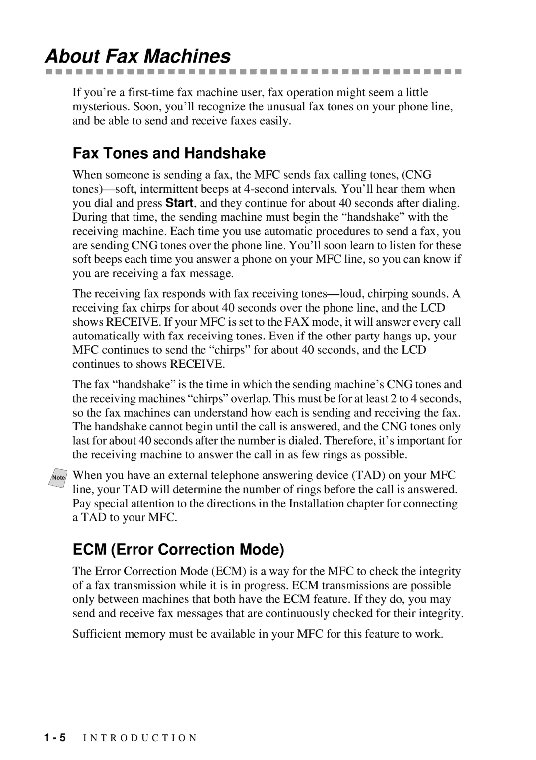 Brother 9200C owner manual About Fax Machines, Fax Tones and Handshake, ECM Error Correction Mode 