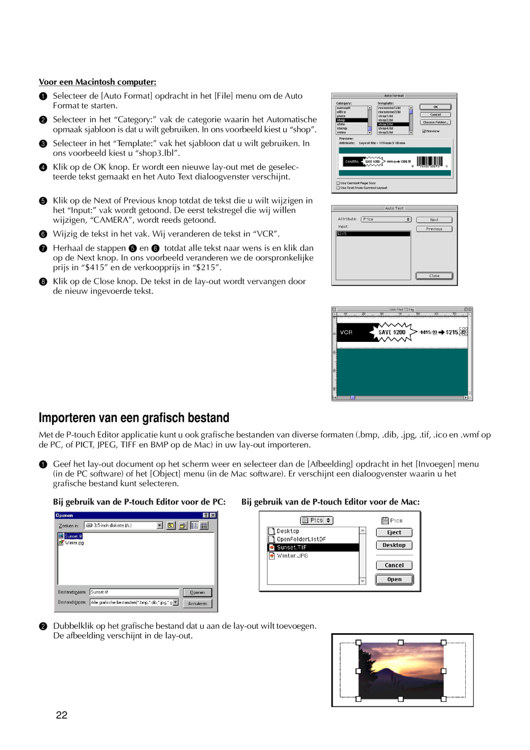 Brother 9200DX manual Importeren van een grafisch bestand, Voor een Macintosh computer 