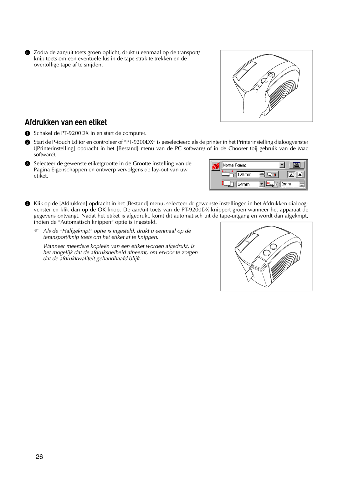 Brother 9200DX manual Afdrukken van een etiket 