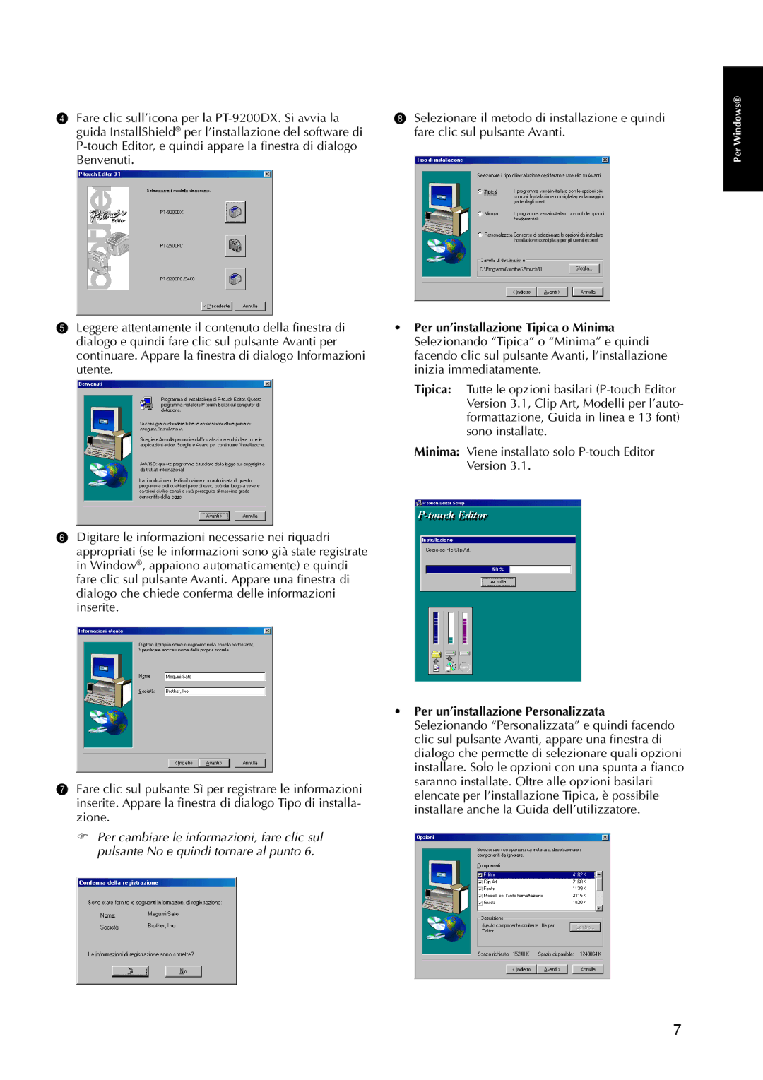 Brother 9200DX manual Per Windows 