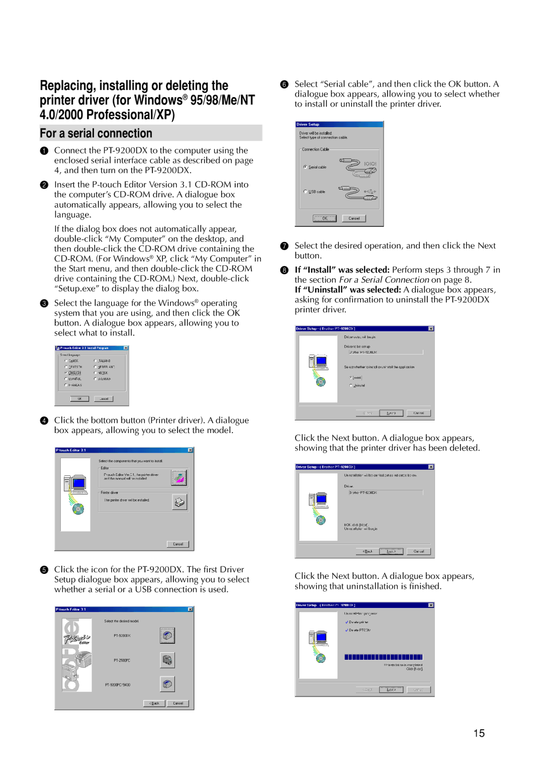 Brother 9200DX manual For a serial connection 