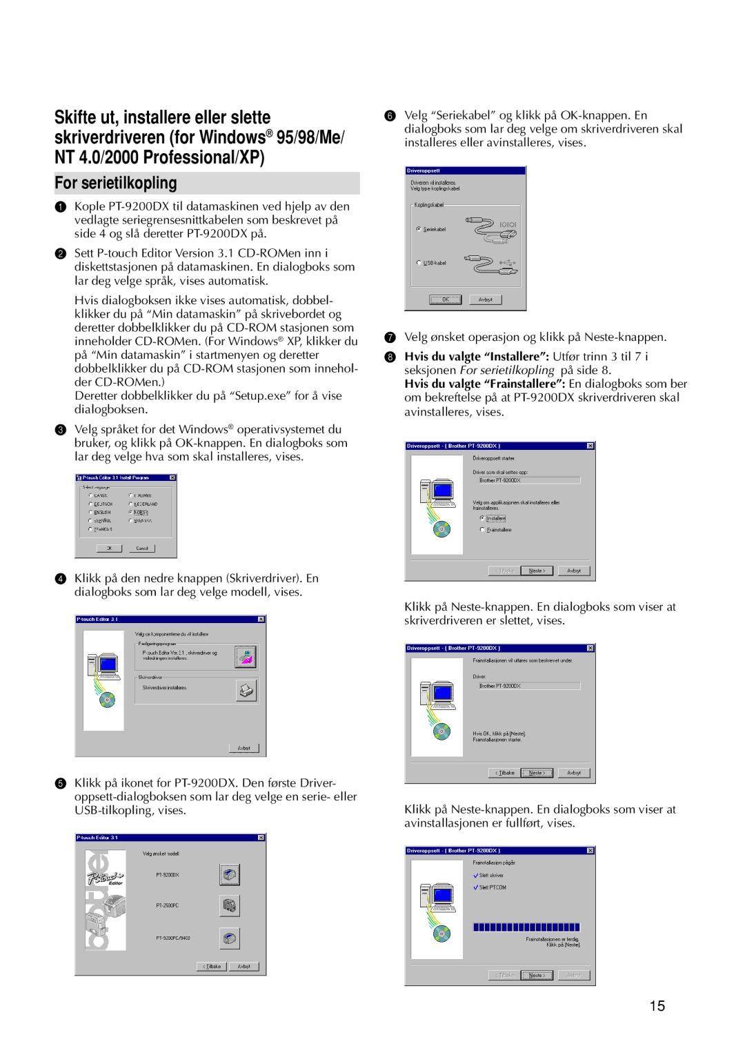 Brother 9200DX manual For serietilkopling 