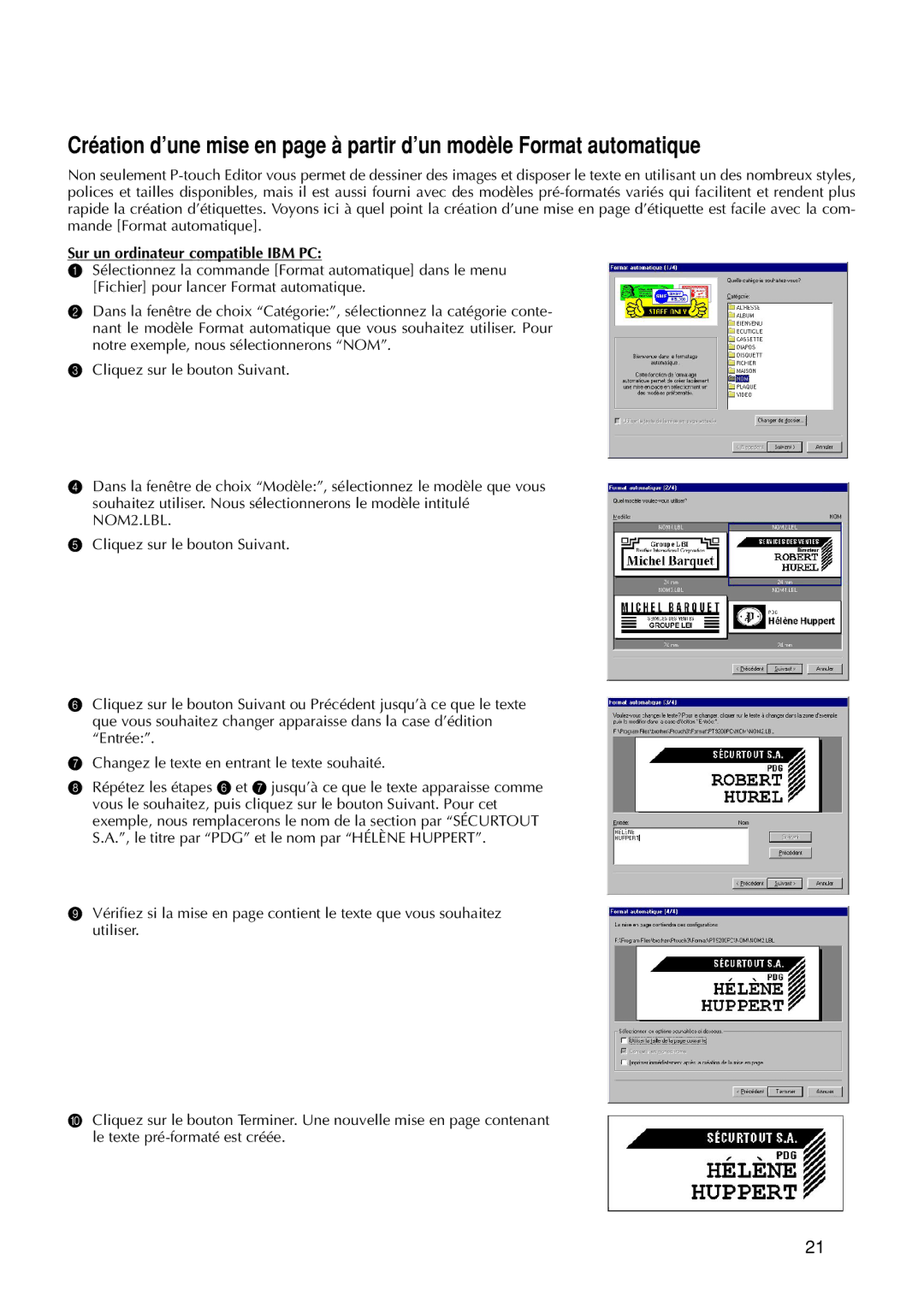 Brother 9200DX manual Sur un ordinateur compatible IBM PC 