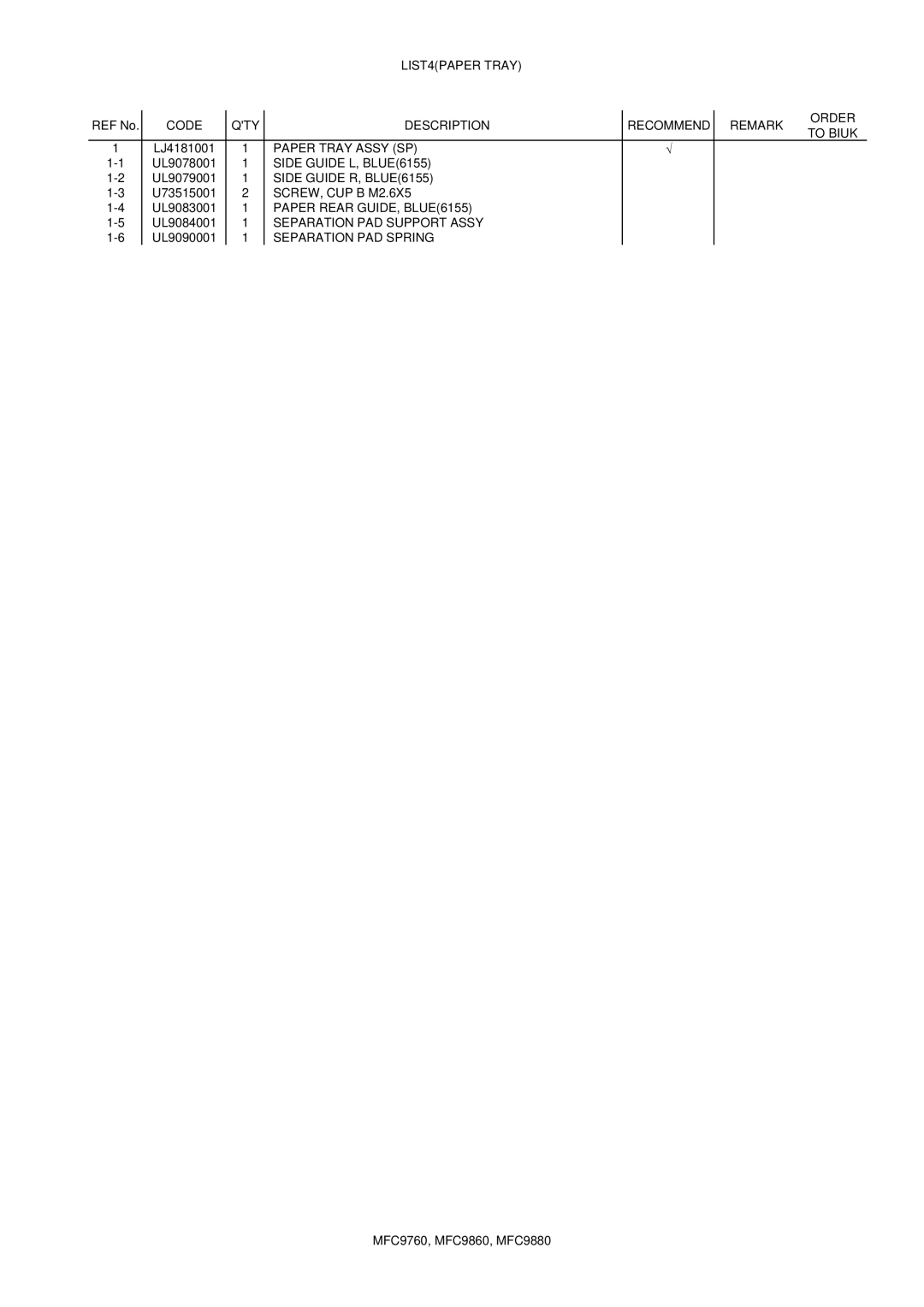 Brother MFC9860, 9880 manual LIST4PAPER Tray 