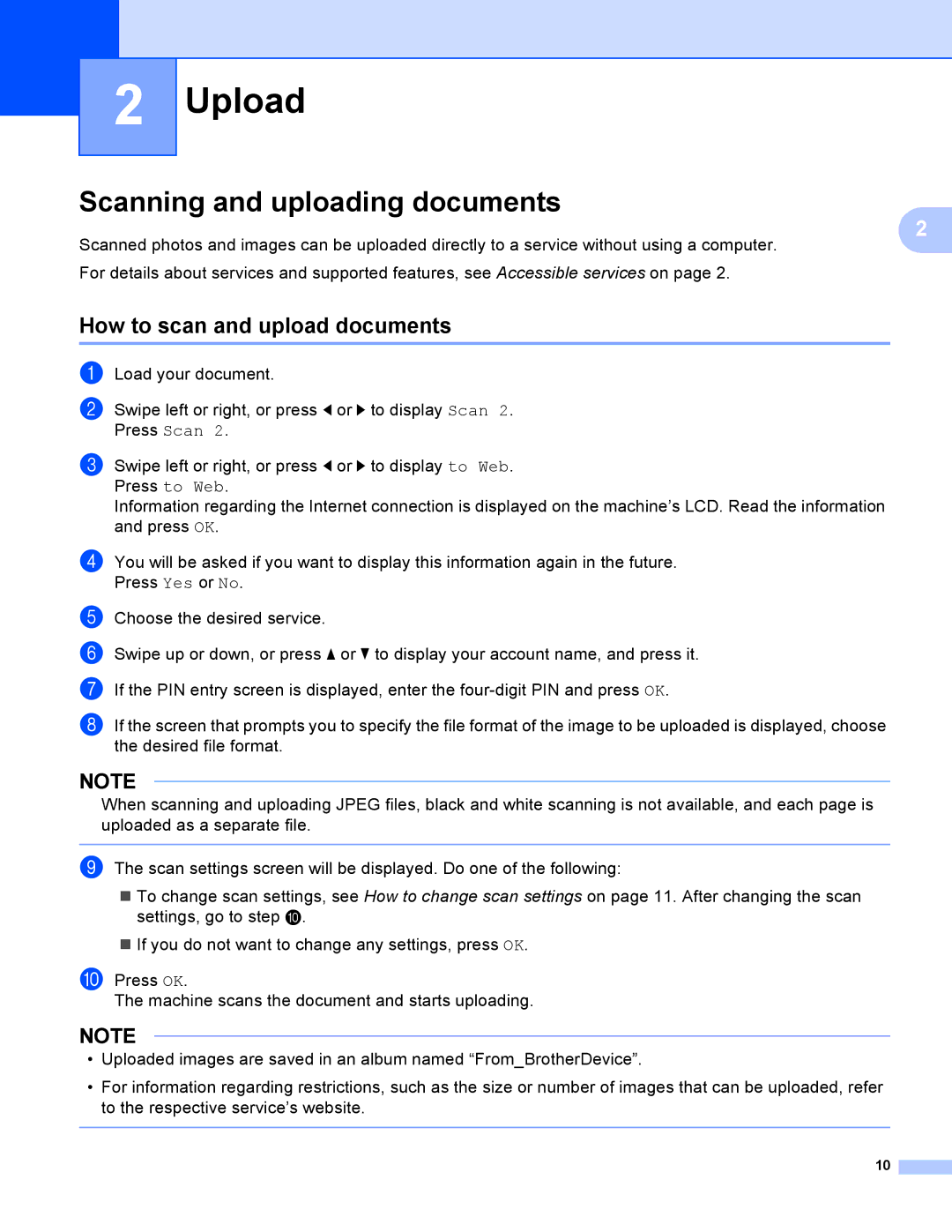 Brother ADS2500W manual Upload, Scanning and uploading documents, How to scan and upload documents 