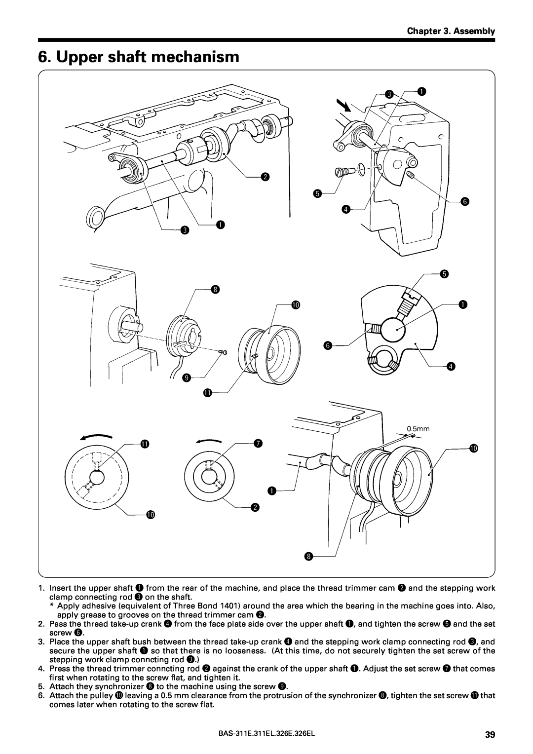 Brother BAS-311E service manual Upper shaft mechanism, Assembly, e q w t y r e q, q w i 