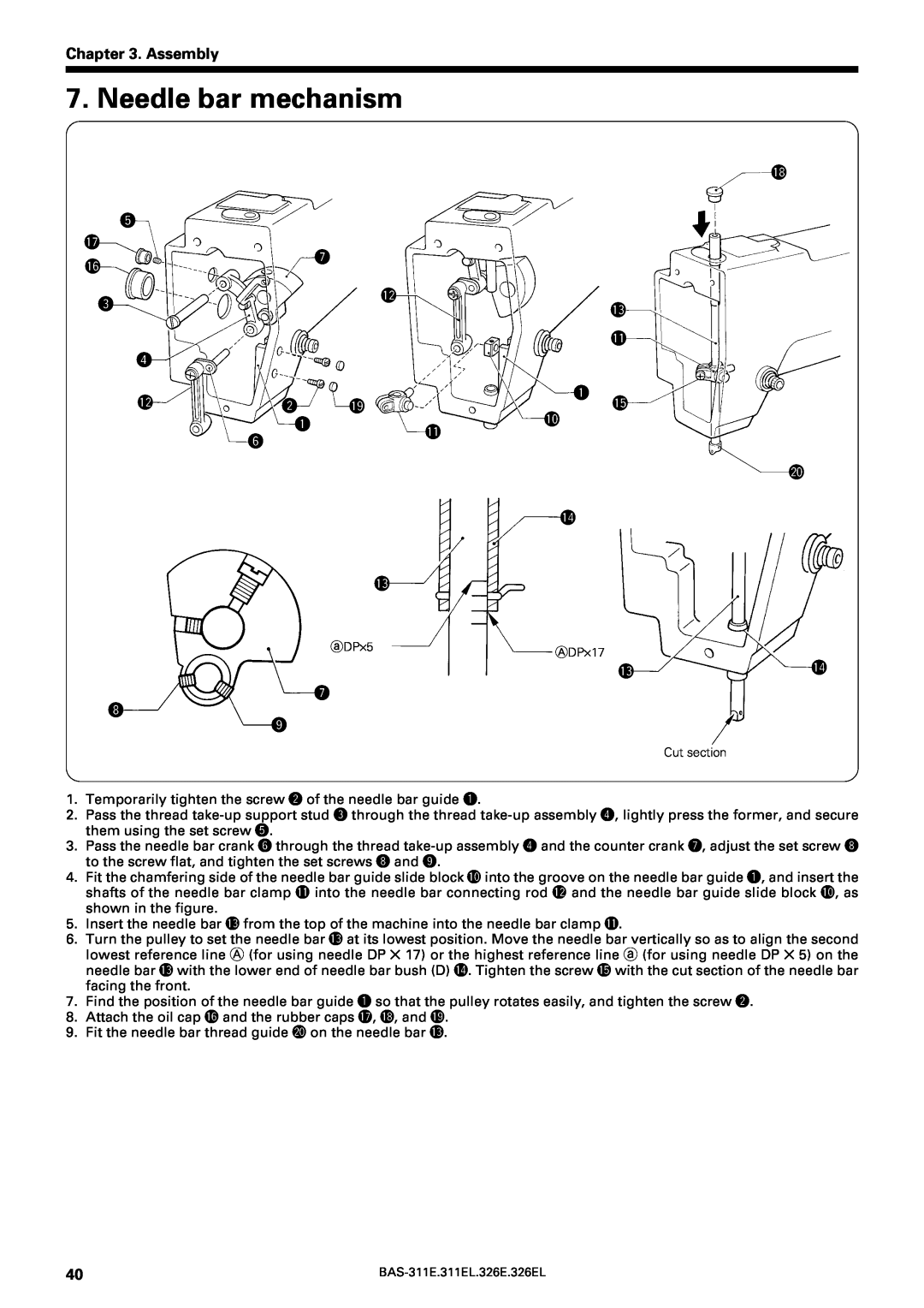 Brother BAS-311E service manual Needle bar mechanism, Assembly, q !5, 3!4 u i o 