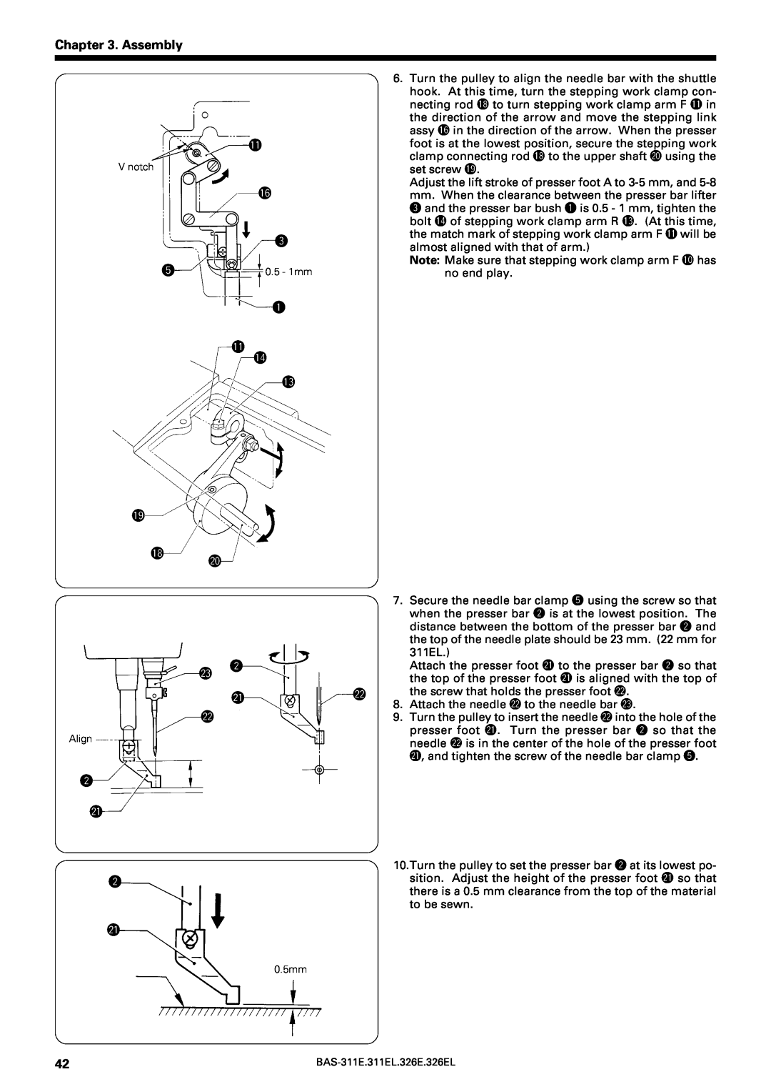Brother BAS-311E service manual Assembly, q 1!4, w @1, @3 w 