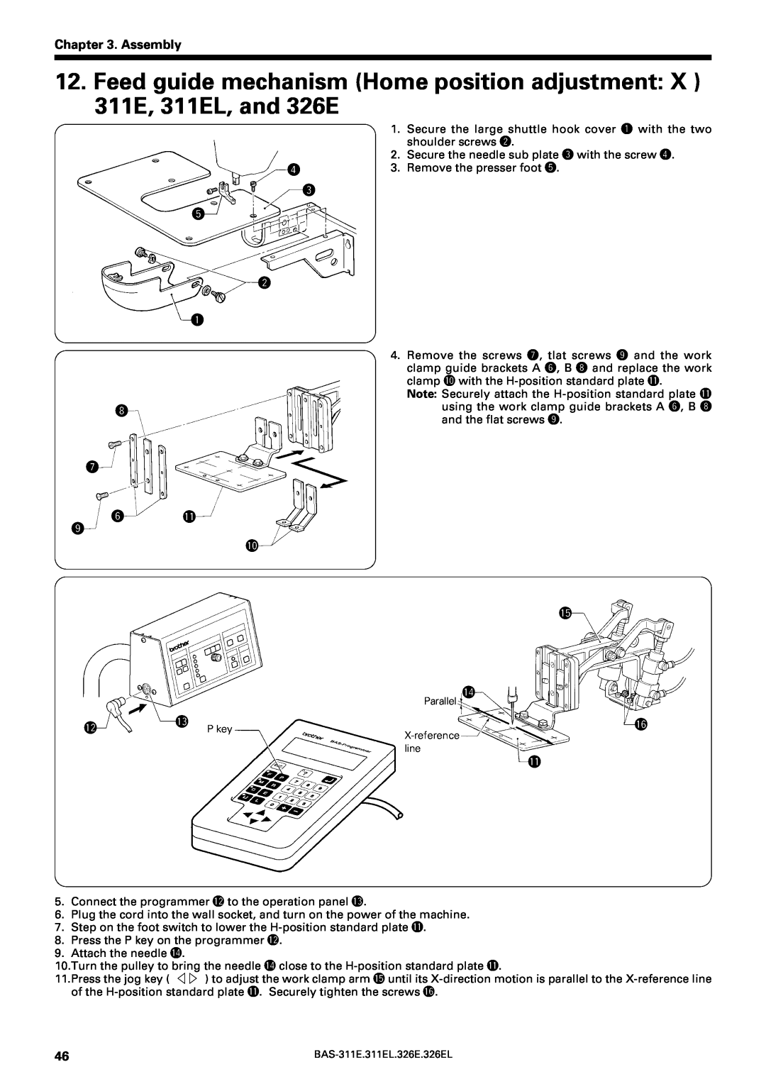 Brother BAS-311E service manual Assembly, r e t w q i u y !1 o, Secure the needle sub plate e with the screw r 