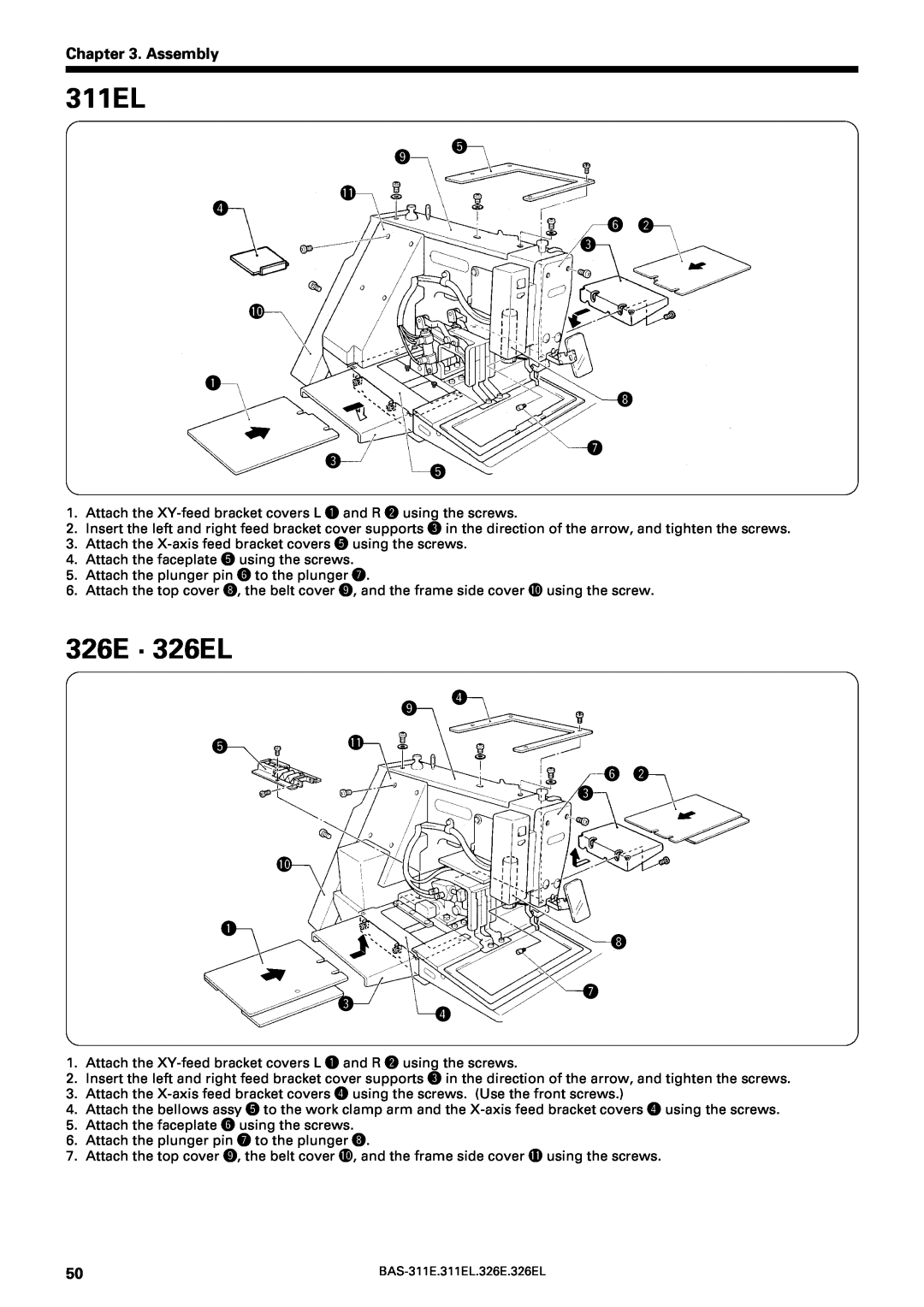 Brother BAS-311E service manual 311EL, 326E · 326EL, Assembly, y w e i u t, o t !1, r y w e 