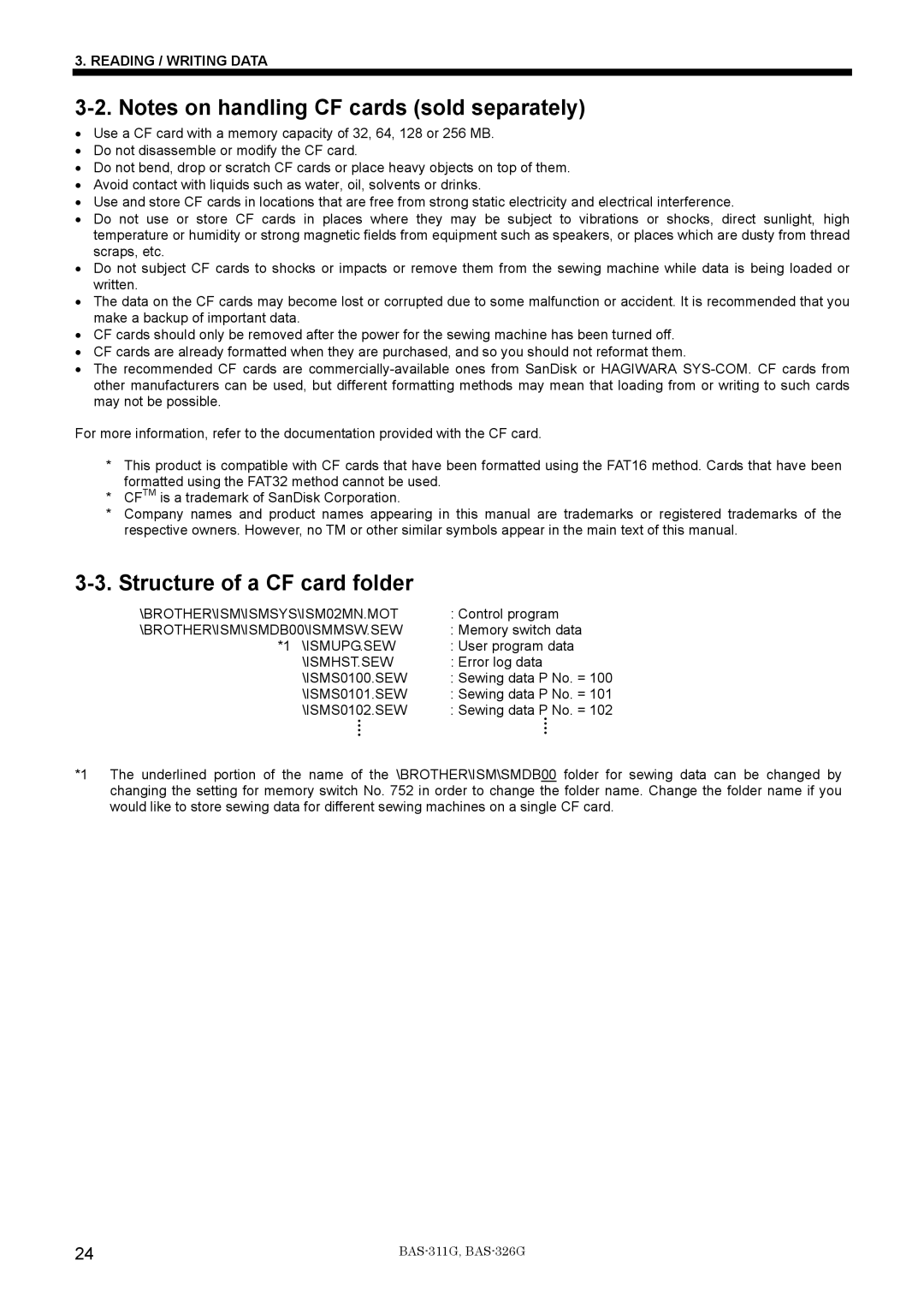 Brother BAS-311G service manual Structure of a CF card folder, ISMS0102.SEW 