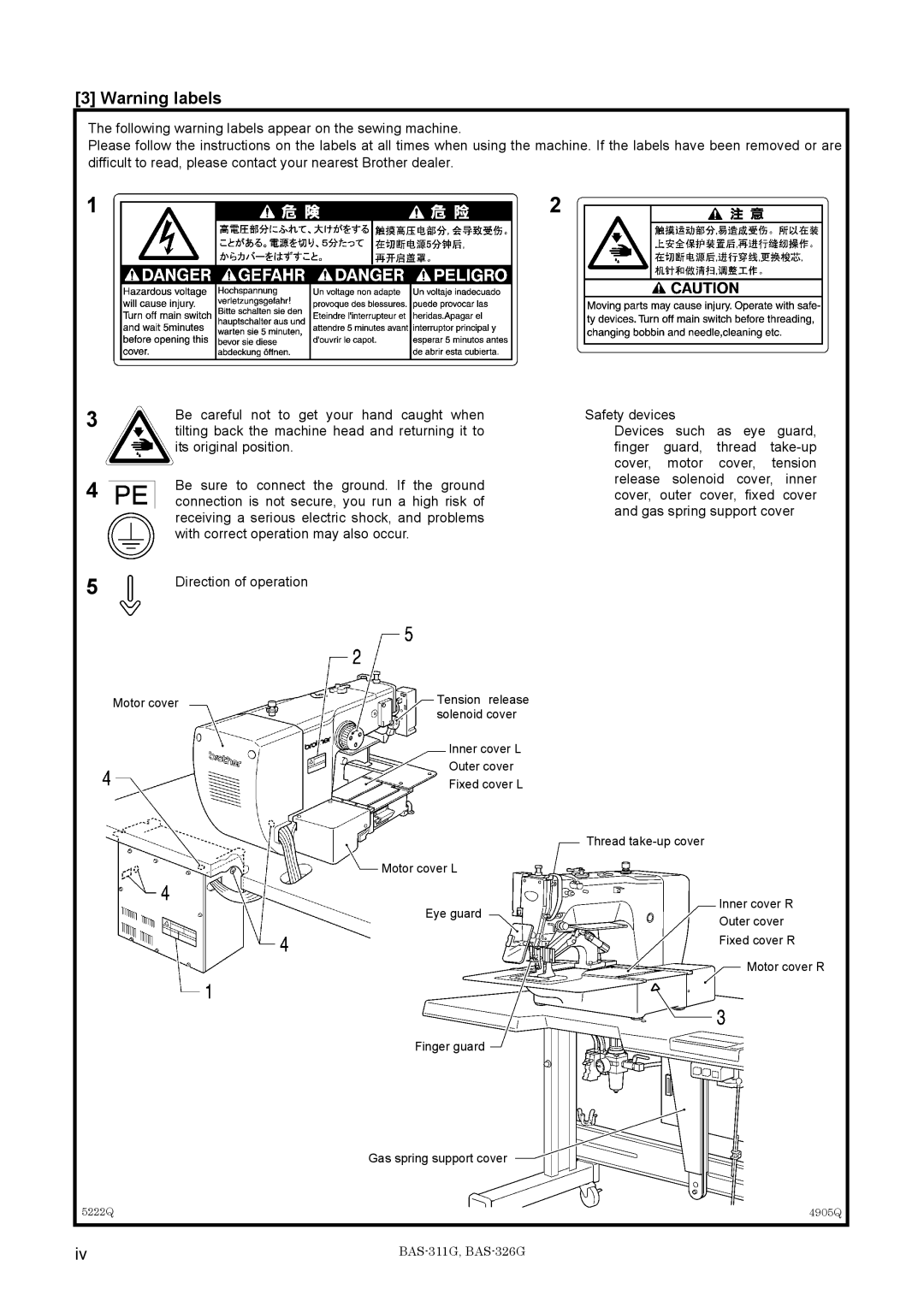 Brother BAS-311G service manual 5222Q 4905Q 