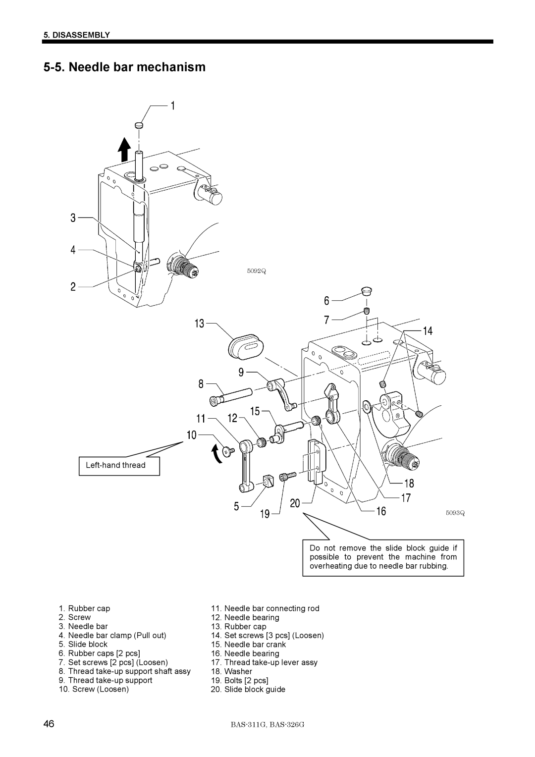 Brother BAS-311G service manual Needle bar mechanism 