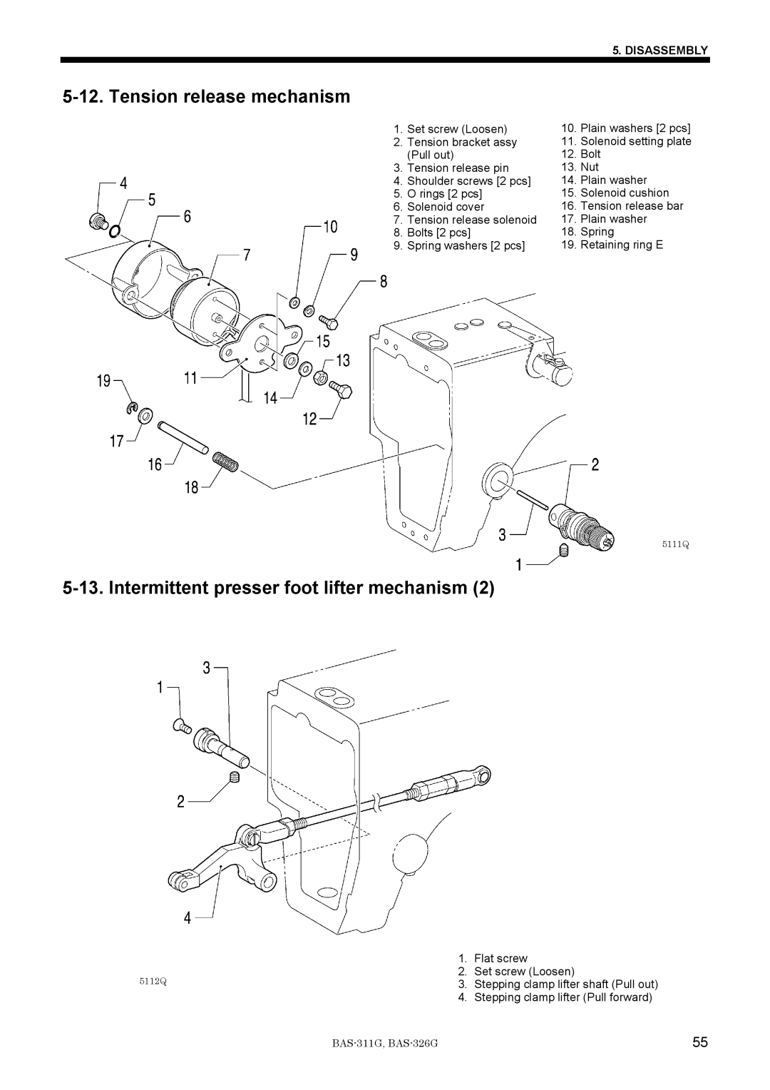 Brother BAS-311G service manual Tension bracket assy 