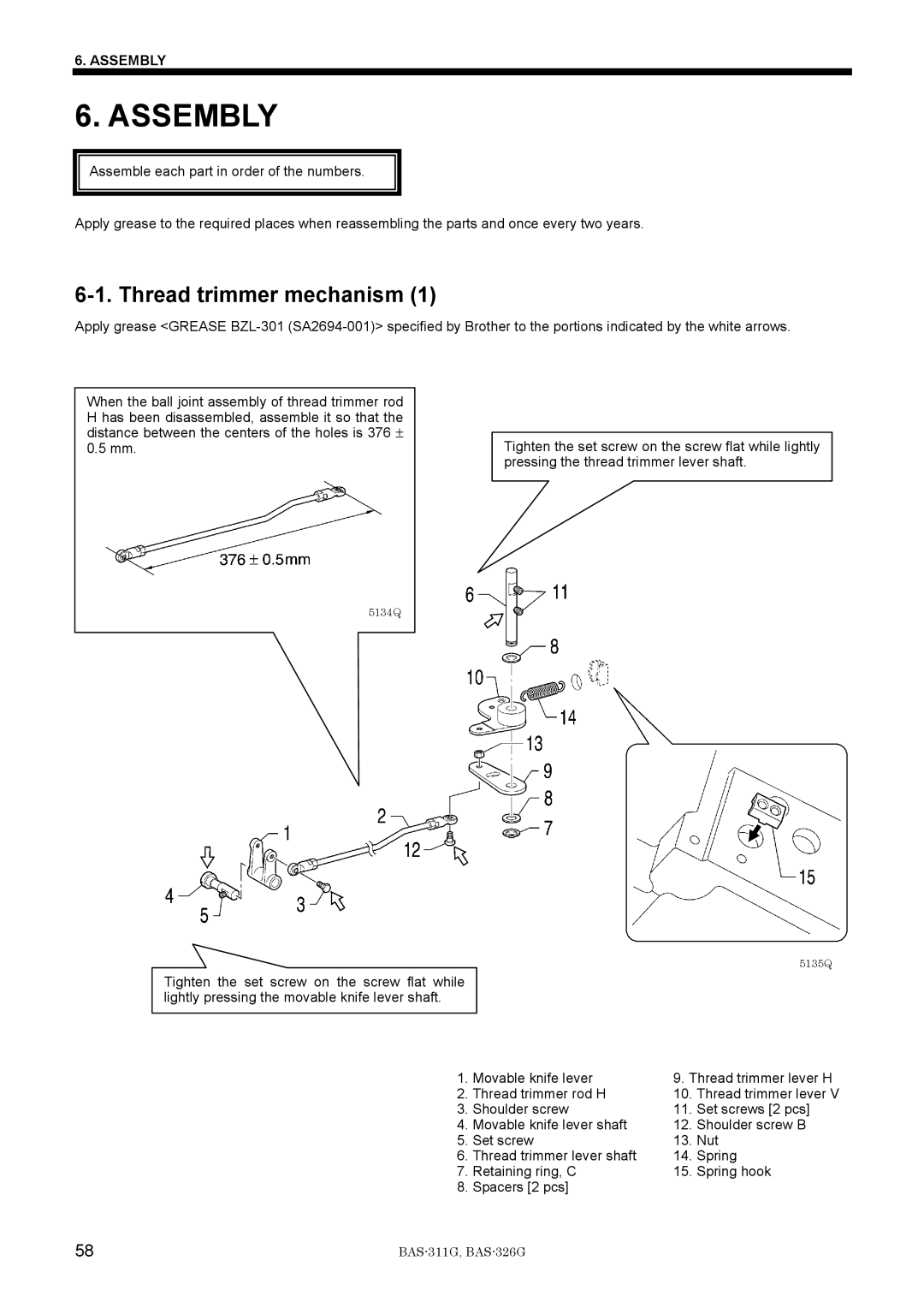 Brother BAS-311G service manual Assembly 