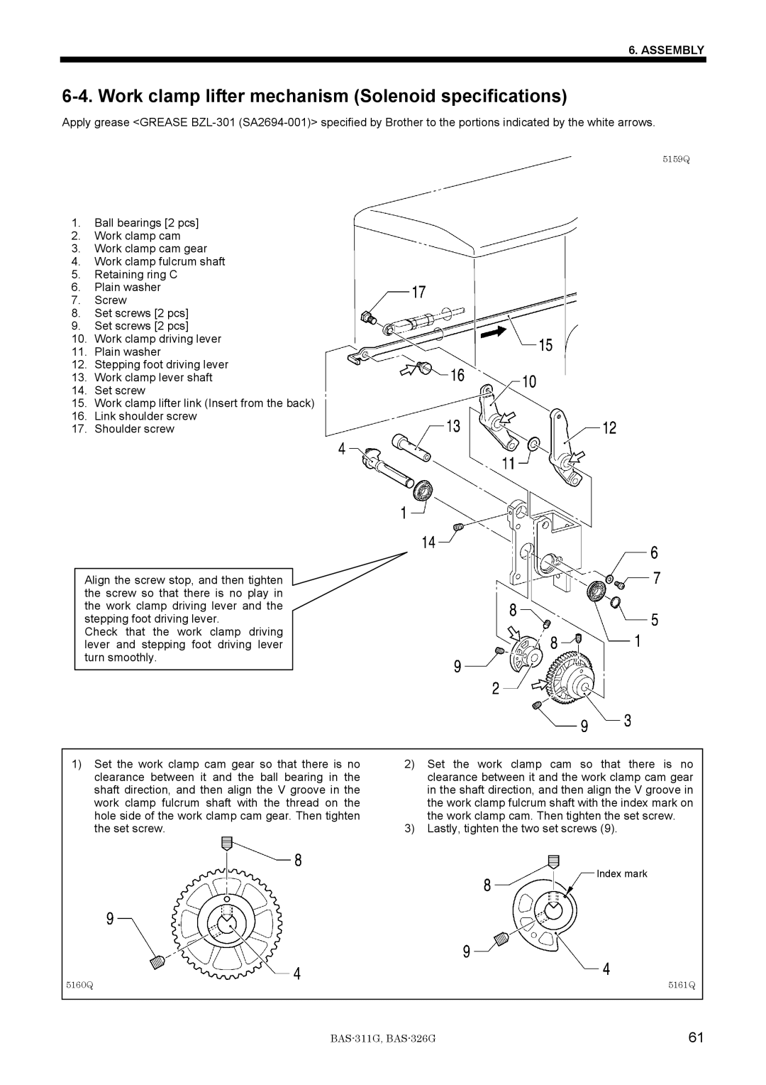 Brother BAS-311G service manual Index mark 