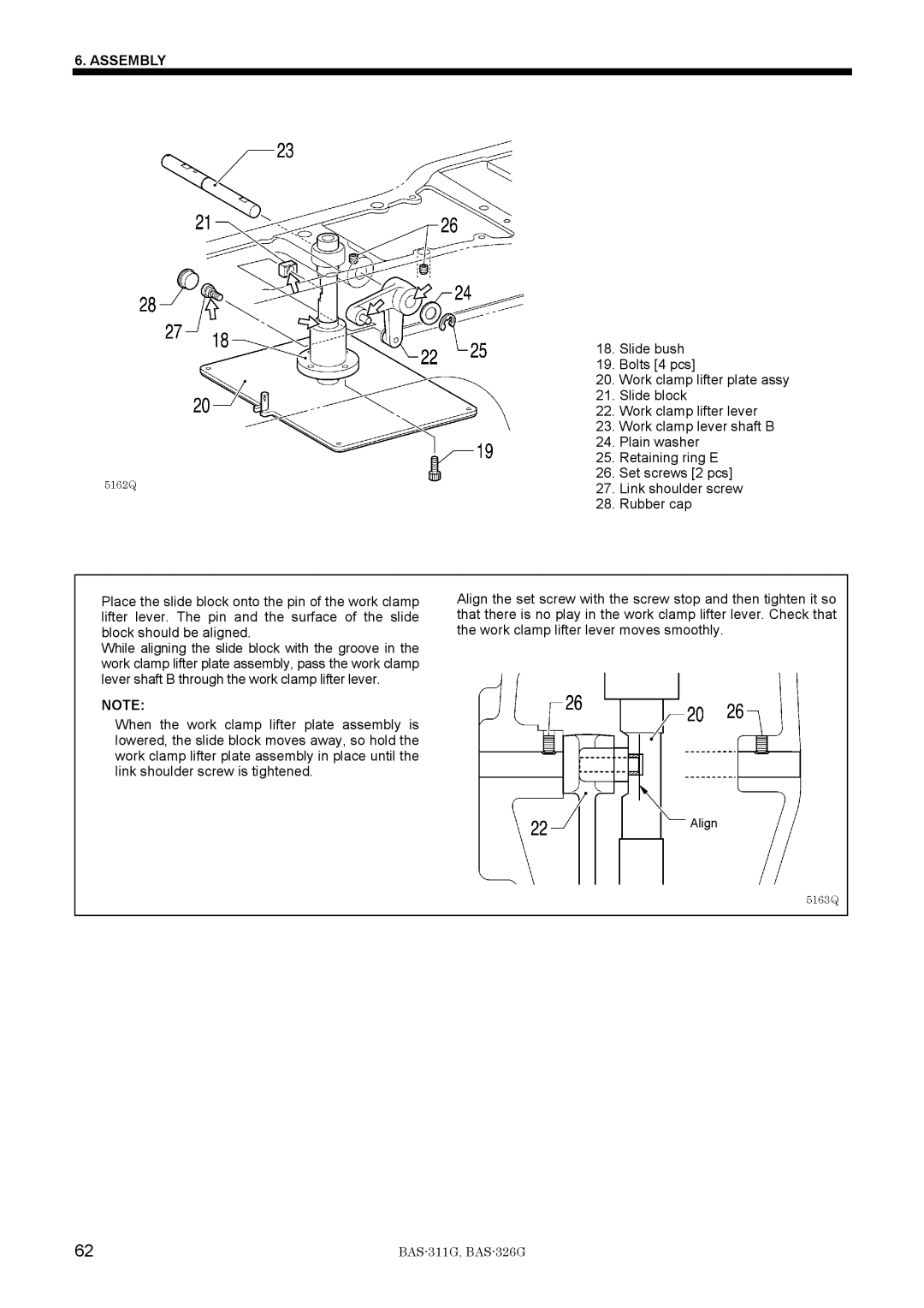 Brother BAS-311G service manual Work clamp lifter plate assy 