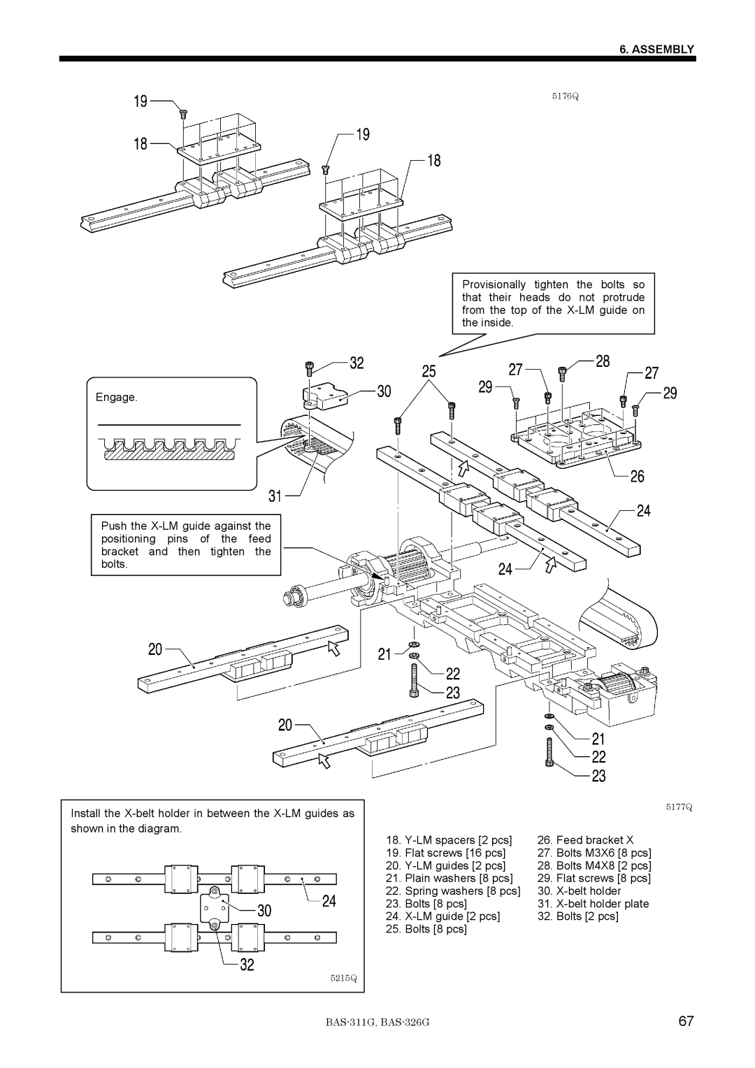 Brother BAS-311G service manual Flat screws 8 pcs 