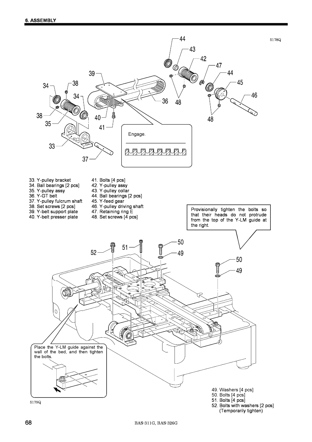 Brother BAS-311G service manual Assembly, 5178Q, 5179Q 