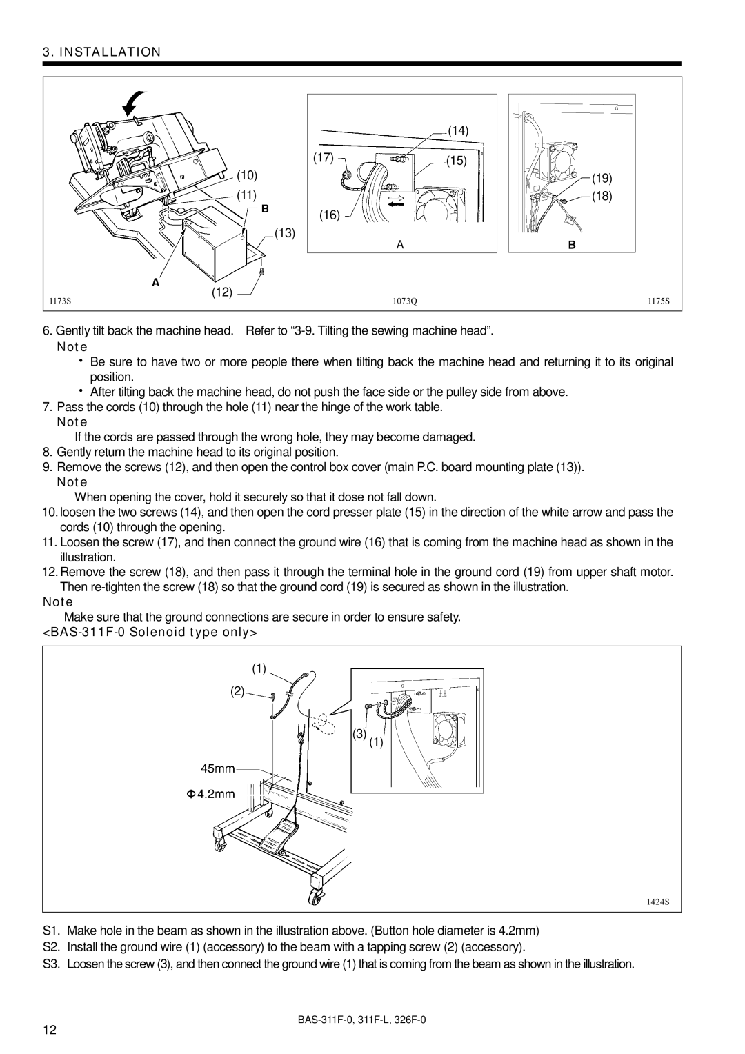 Brother BAS-311F-L, BAS-326F-0 instruction manual BAS-311F-0 Solenoid type only 