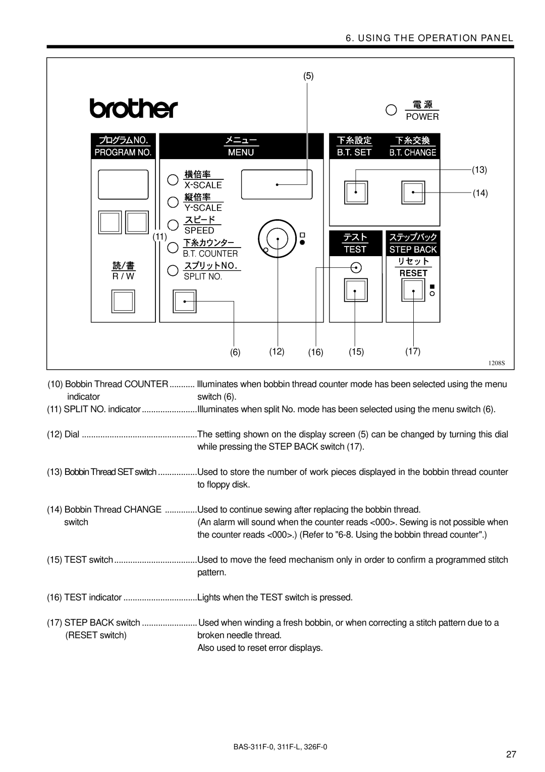 Brother BAS-311F-L, BAS-326F-0, BAS-311F-0 instruction manual 110 