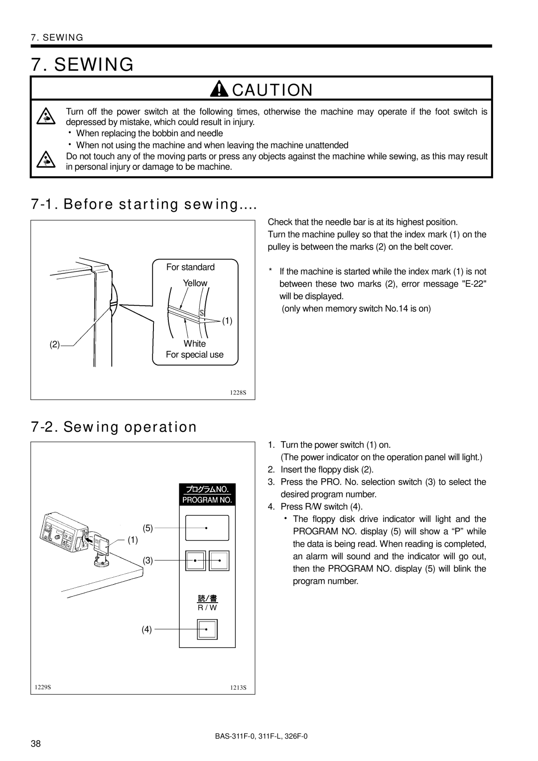 Brother BAS-326F-0, BAS-311F-L, BAS-311F-0 instruction manual Before starting sewing, Sewing operation 