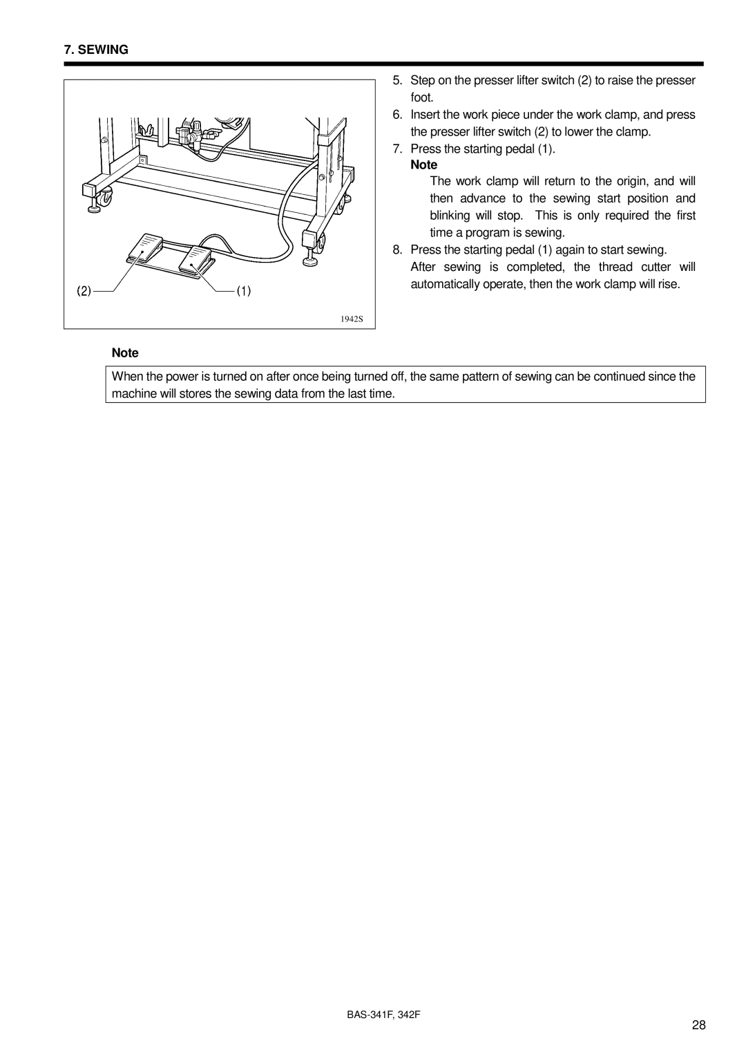 Brother PROGRAMMABLE ELECTRONIC PATTERN SEWER, BAS-341F, BAS-342F, 342Fi instruction manual 1942S 