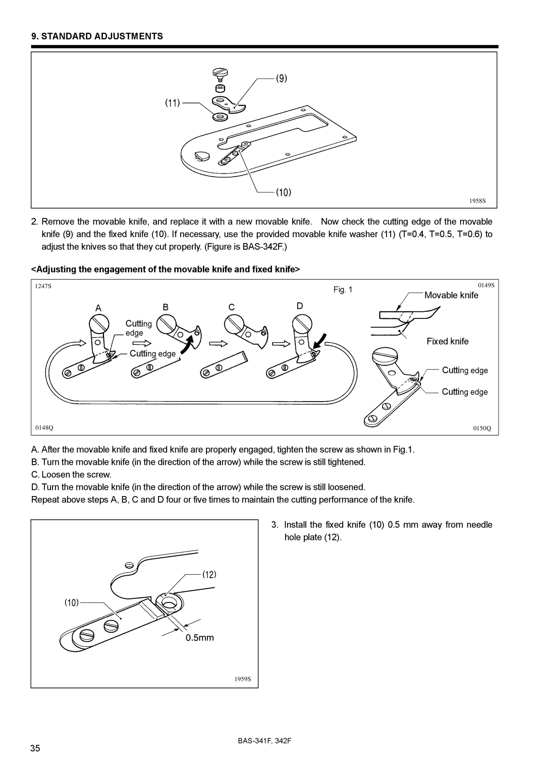 Brother 342Fi, BAS-341F, BAS-342F, PROGRAMMABLE ELECTRONIC PATTERN SEWER instruction manual Movable knife 