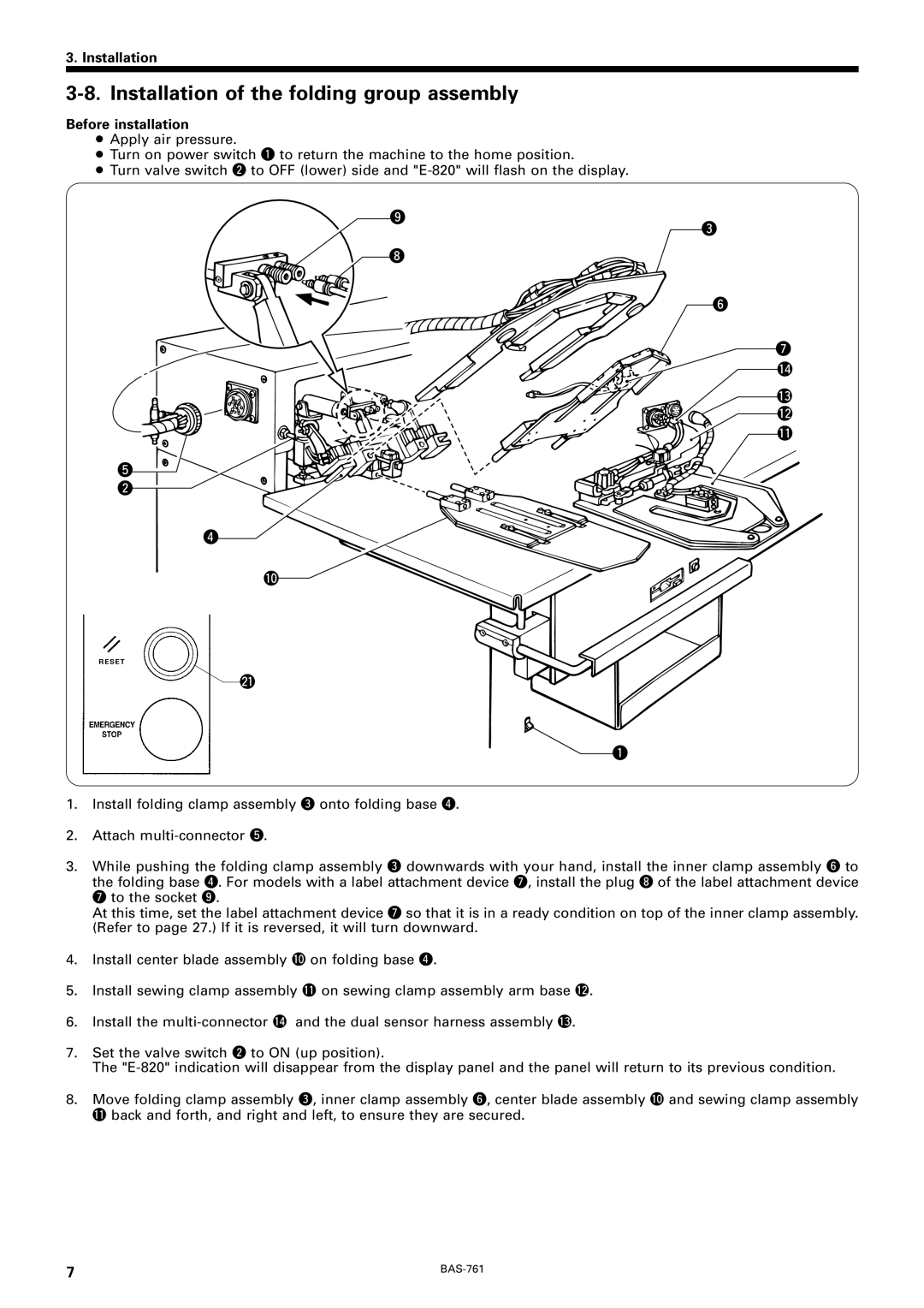 Brother BAS-761 instruction manual Installation of the folding group assembly, Before installation 