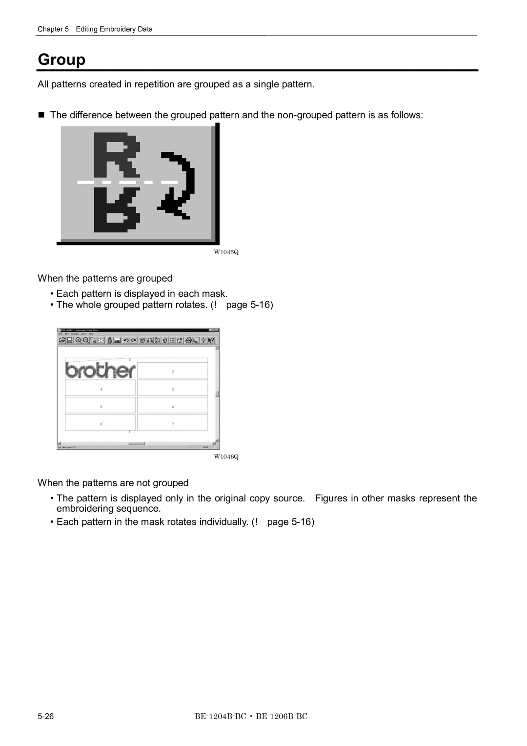 Brother BE-1204B-BC, BE-1206B-BC, BE-1204C-BC instruction manual Group 