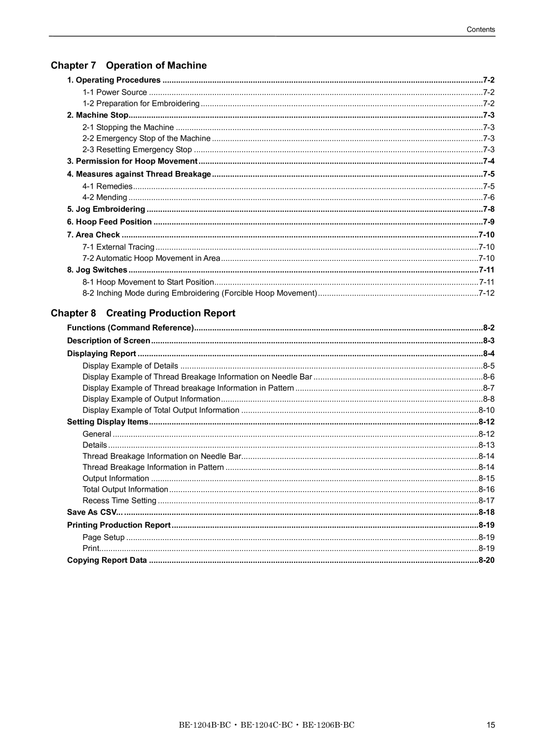 Brother BE-1204C-BC, BE-1206B-BC, BE-1204B-BC instruction manual Operating Procedures 