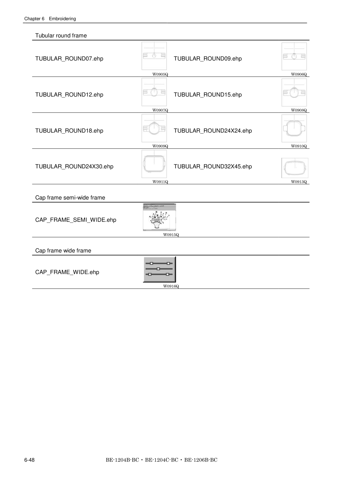 Brother BE-1206B-BC, BE-1204B-BC, BE-1204C-BC instruction manual Tubular round frame TUBULARROUND07.ehp TUBULARROUND09.ehp 