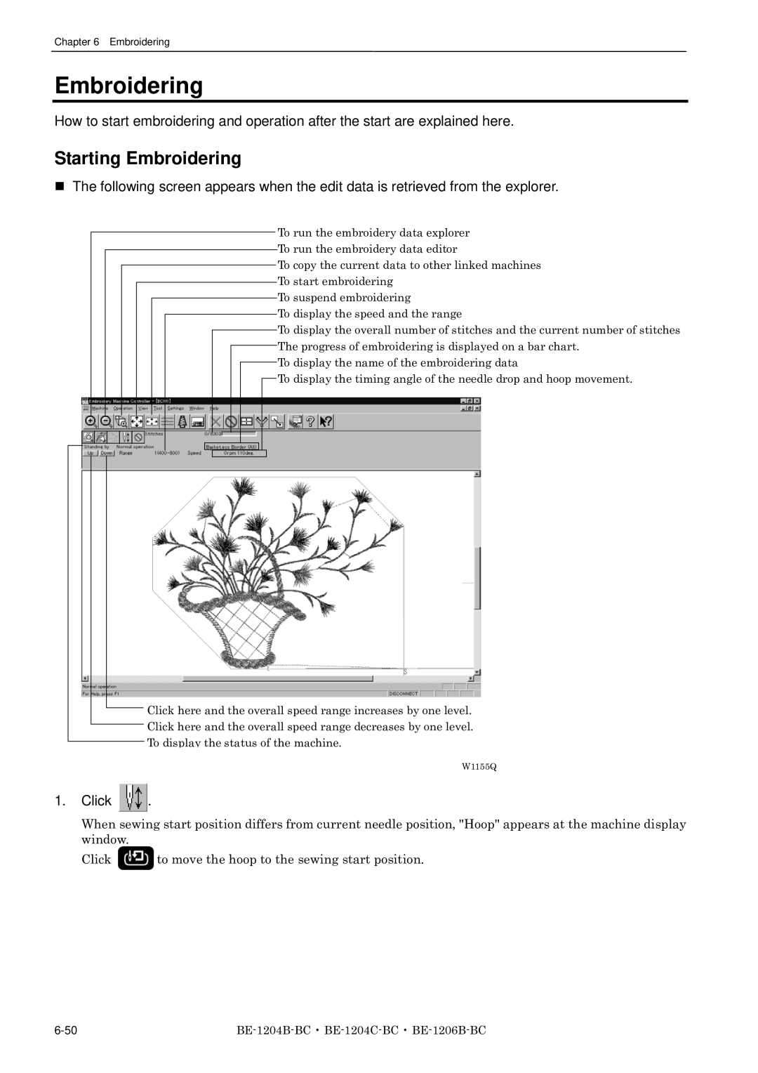 Brother BE-1204C-BC, BE-1206B-BC, BE-1204B-BC instruction manual Embroidering 