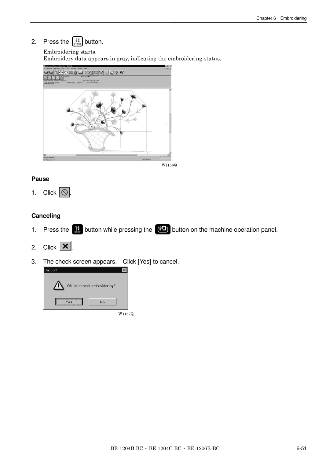 Brother BE-1206B-BC, BE-1204B-BC, BE-1204C-BC instruction manual Pause 