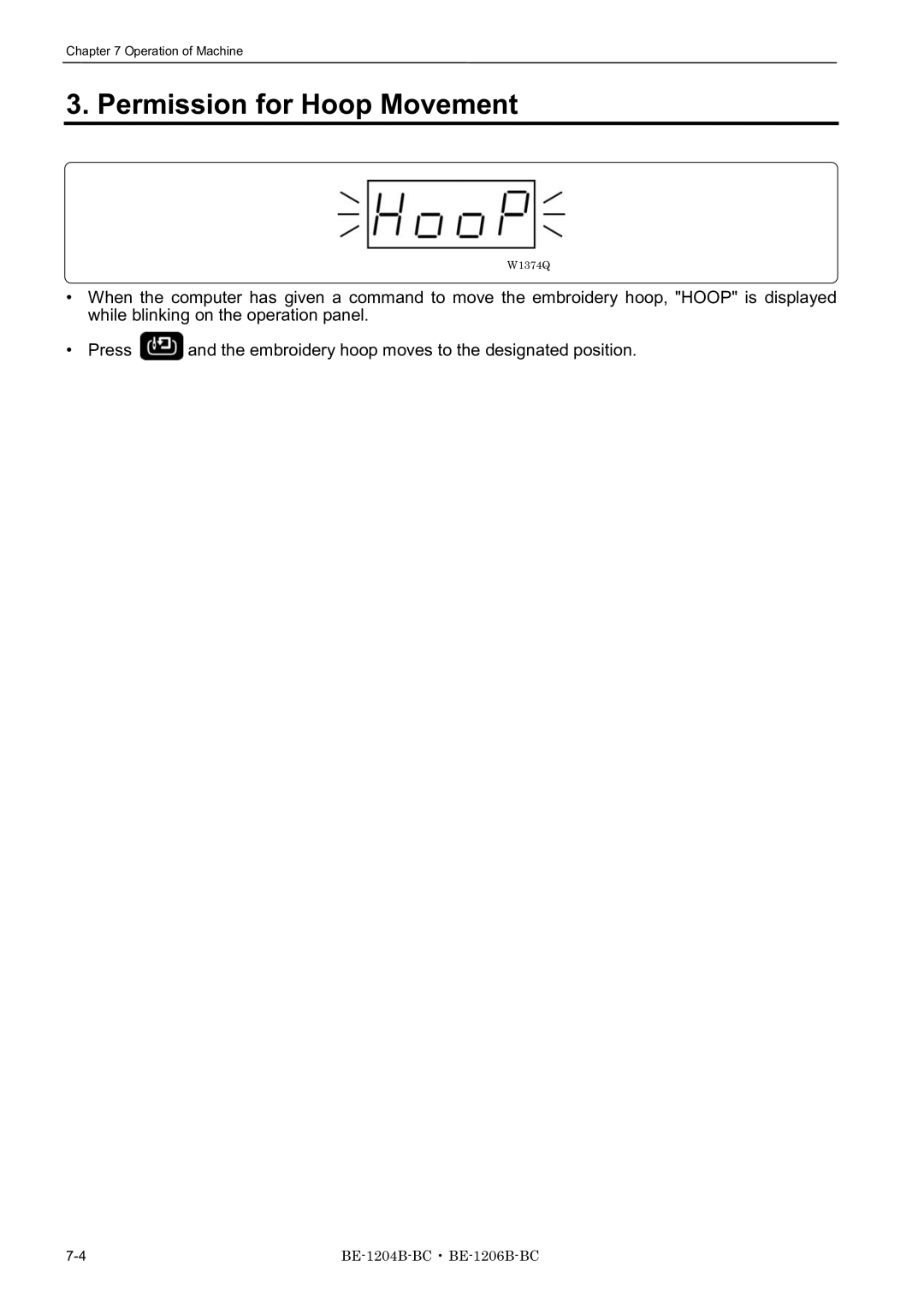 Brother BE-1206B-BC, BE-1204B-BC, BE-1204C-BC instruction manual Permission for Hoop Movement 