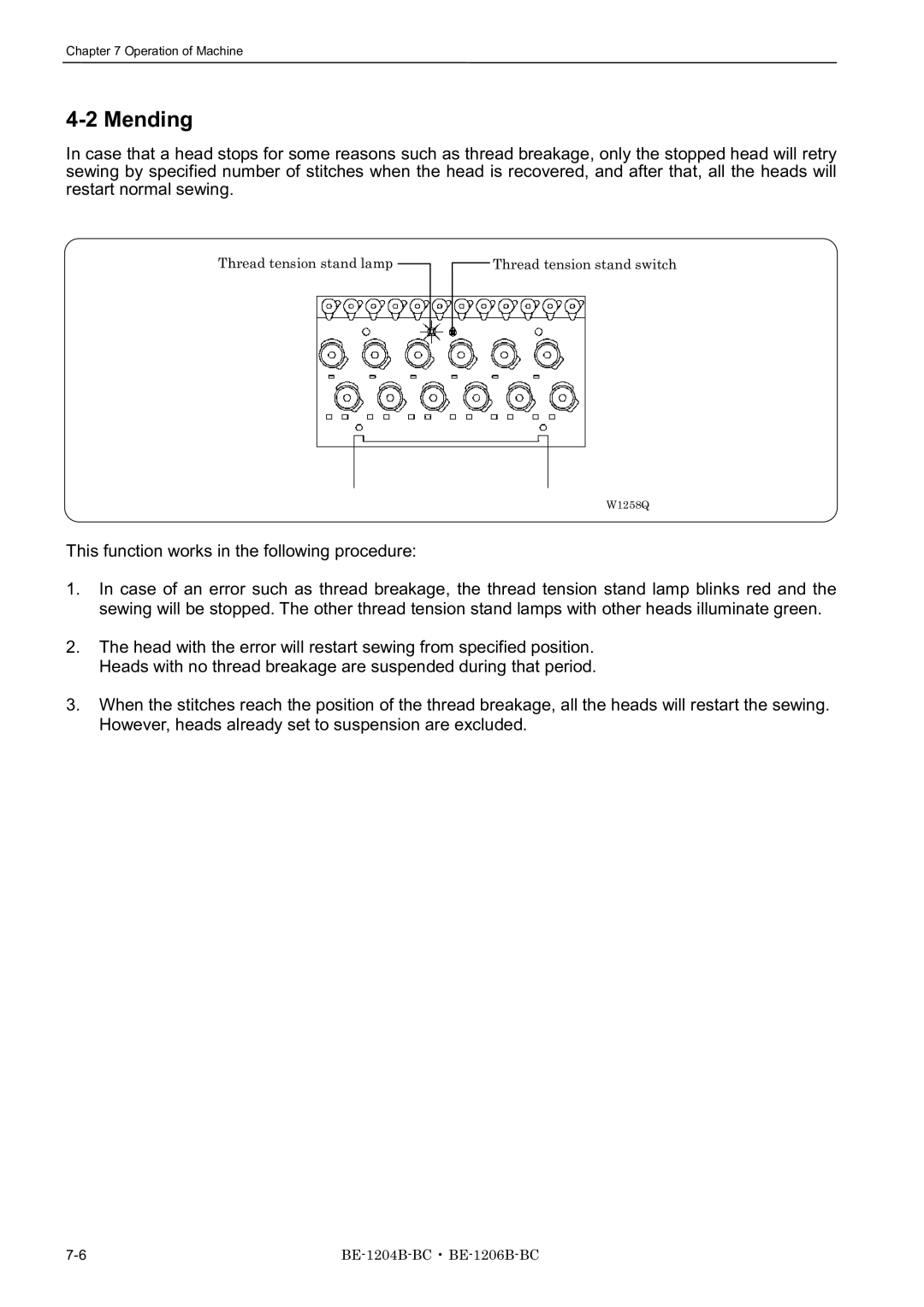 Brother BE-1204C-BC, BE-1206B-BC, BE-1204B-BC instruction manual Mending 