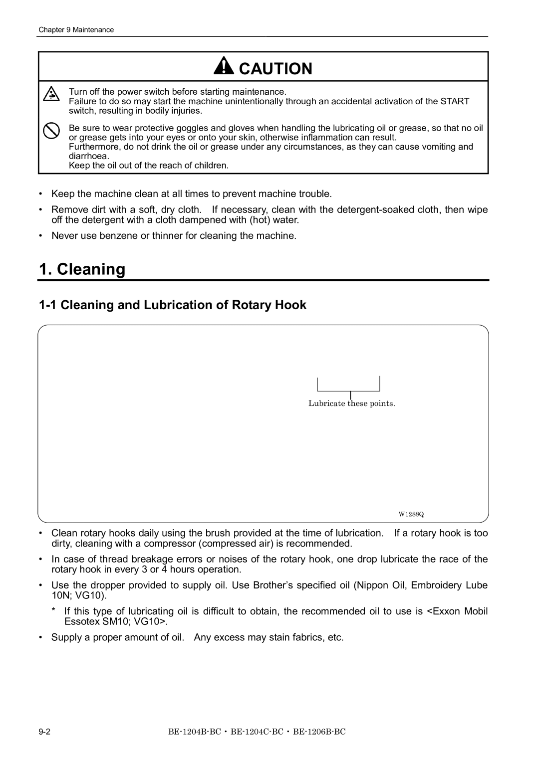 Brother BE-1206B-BC, BE-1204B-BC, BE-1204C-BC instruction manual Cleaning and Lubrication of Rotary Hook 