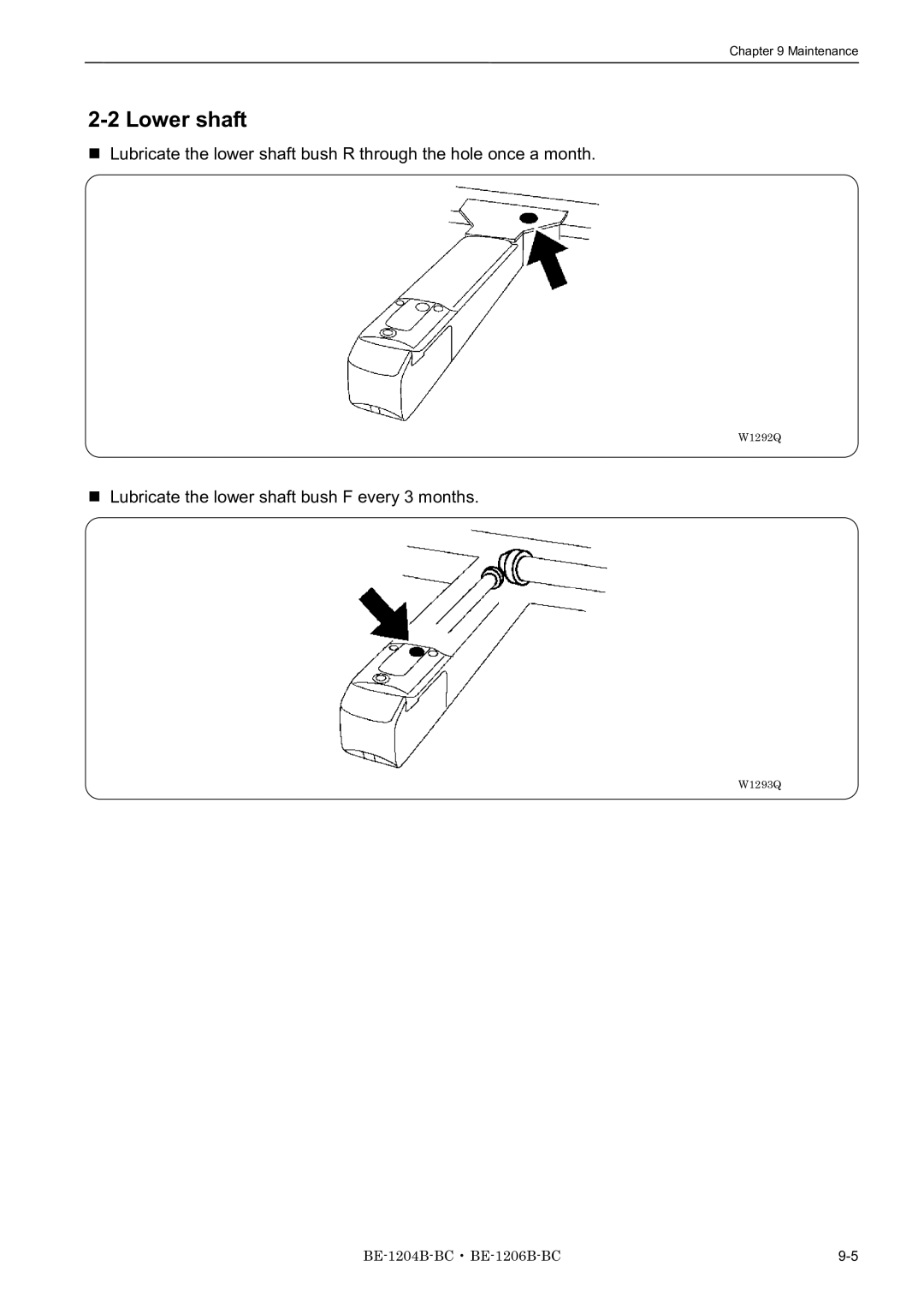 Brother BE-1206B-BC, BE-1204B-BC, BE-1204C-BC instruction manual Lower shaft, Lubricate the lower shaft bush F every 3 months 