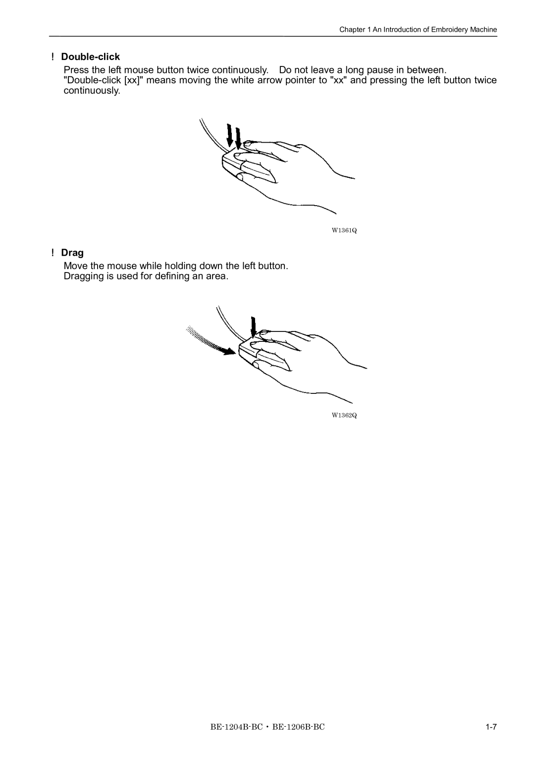 Brother BE-1204B-BC, BE-1206B-BC, BE-1204C-BC instruction manual Double-click, Drag 