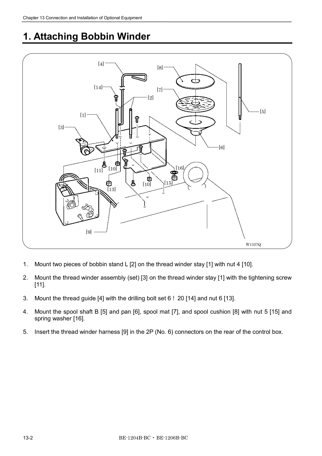 Brother BE-1206B-BC, BE-1204B-BC, BE-1204C-BC instruction manual Attaching Bobbin Winder 